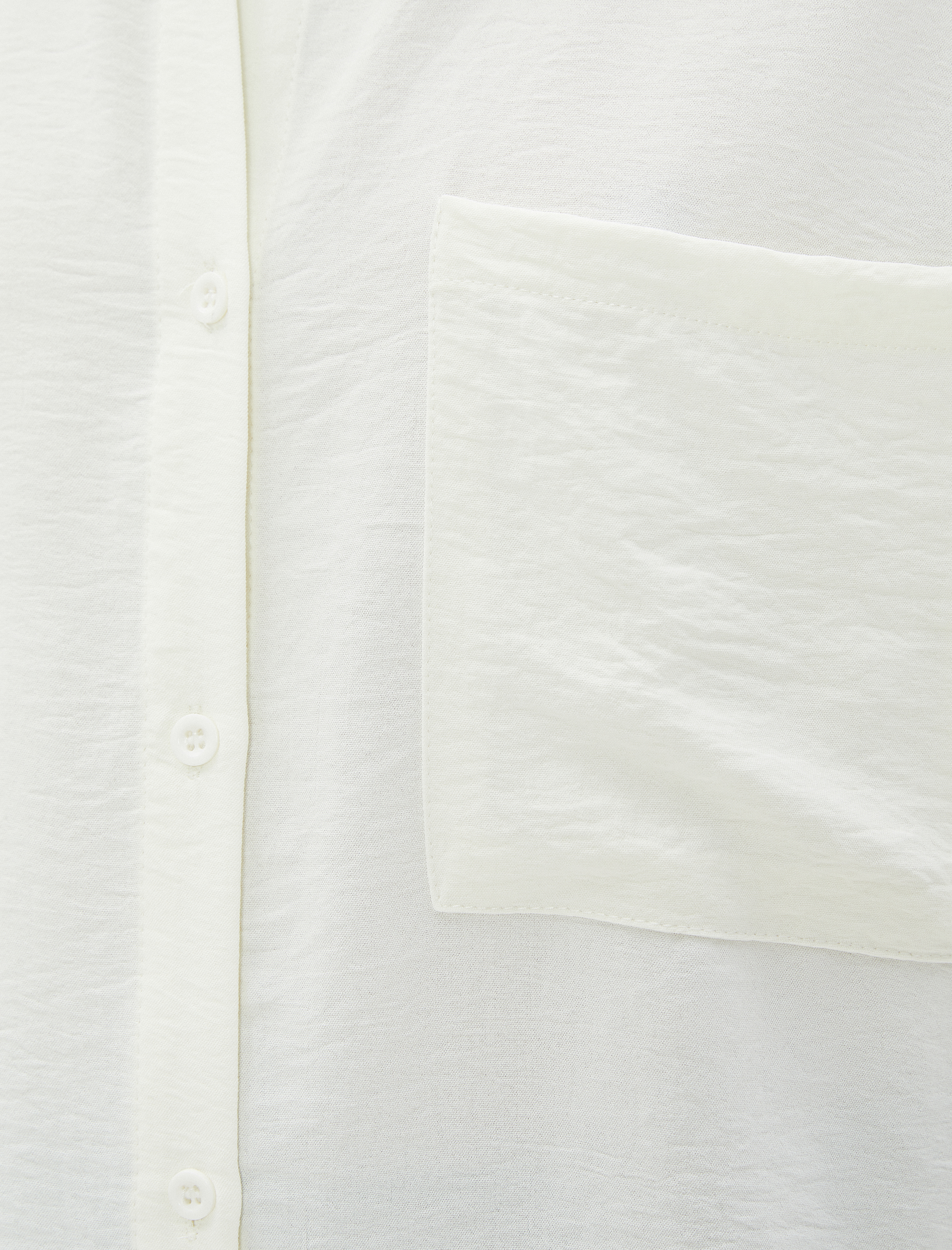   Oversize Gömlek Kısa Kollu Dokulu Cep Detaylı Düğmeli