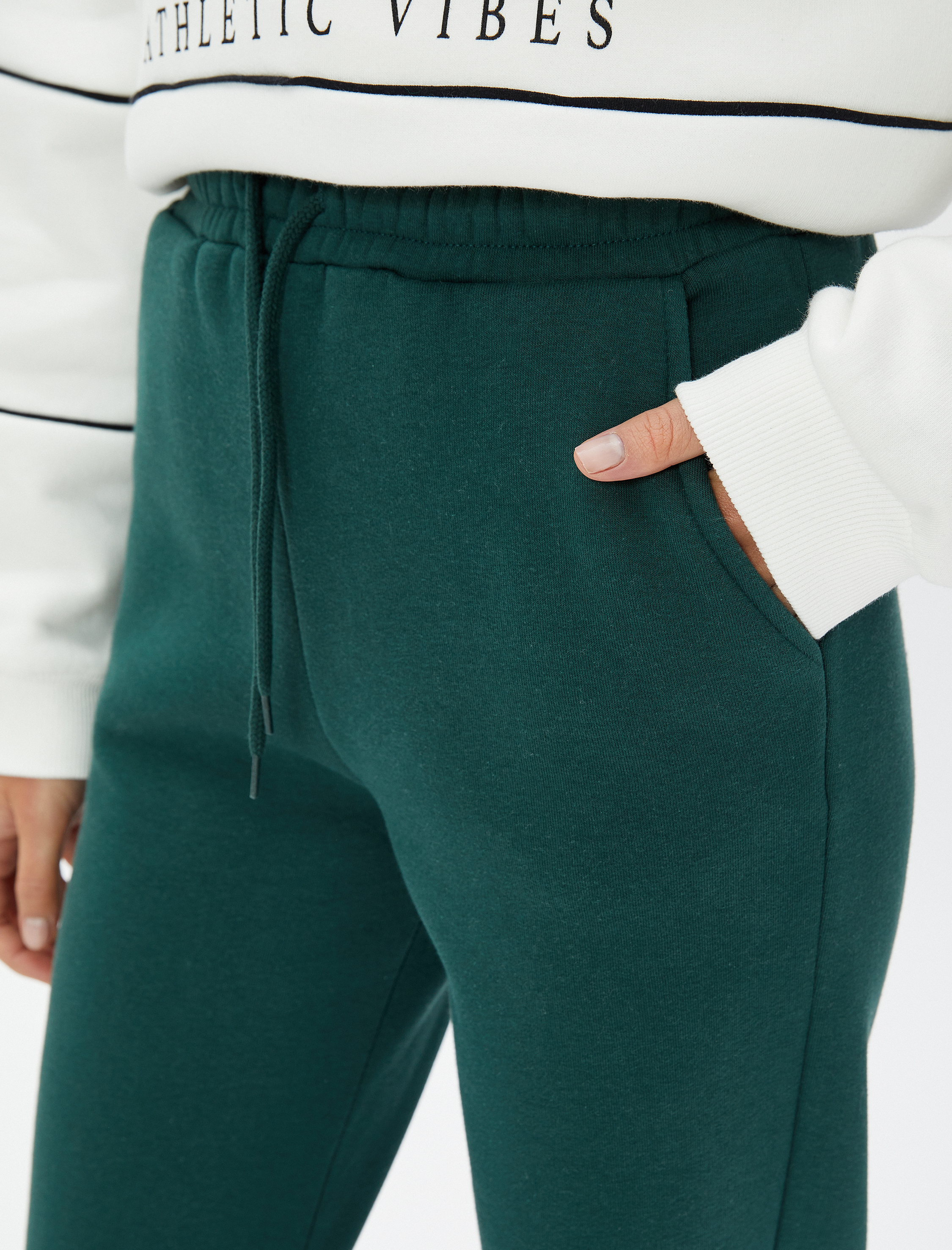   Şardonlu Jogger Eşofman Altı Beli Lastikli Bağcıklı Cep Detaylı