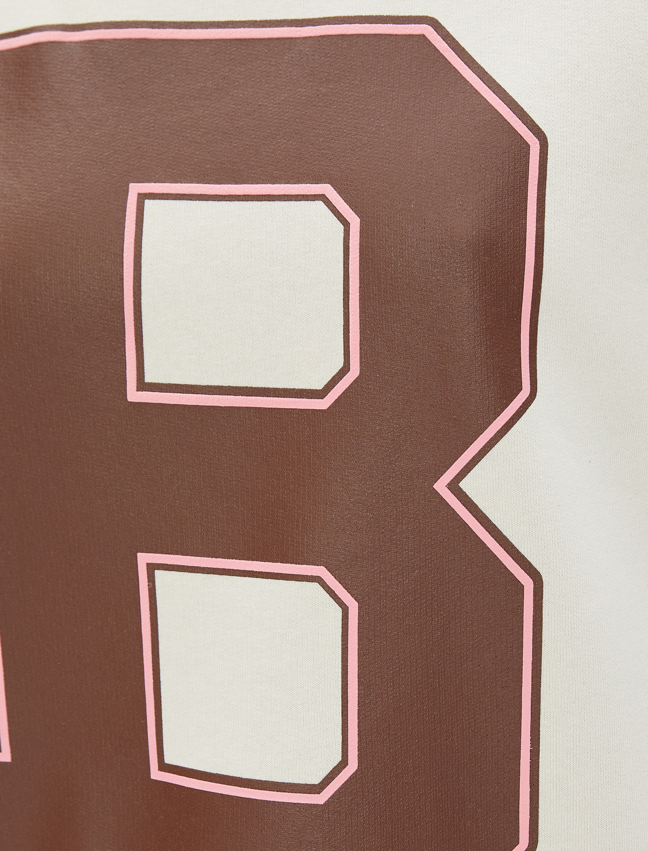   Şardonlu Bisiklet Yaka Sweatshirt Harf Baskılı Uzun Kollu Ribanalı