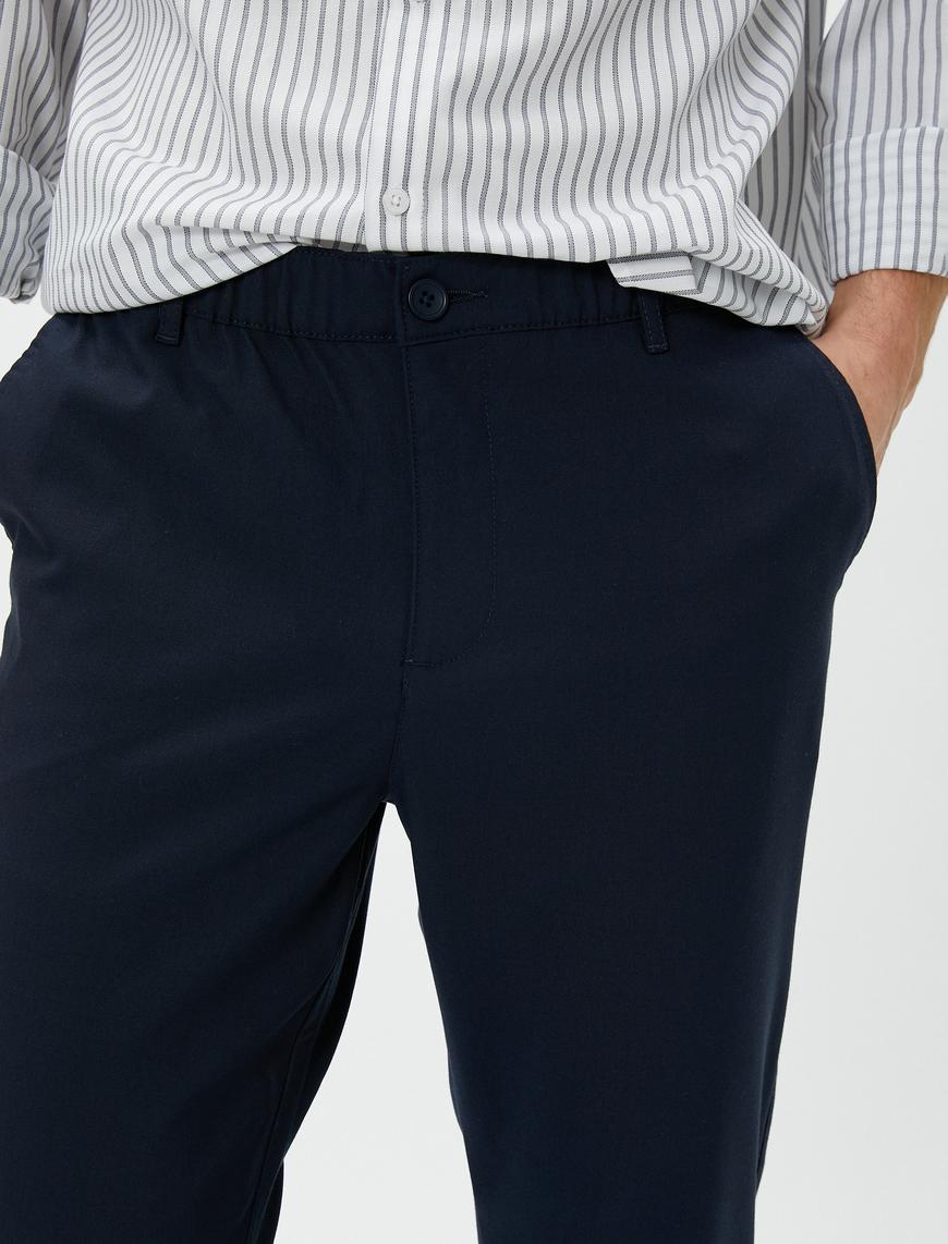   Klasik Pantolon Kumaş Slim Fit Cepli Düğmeli