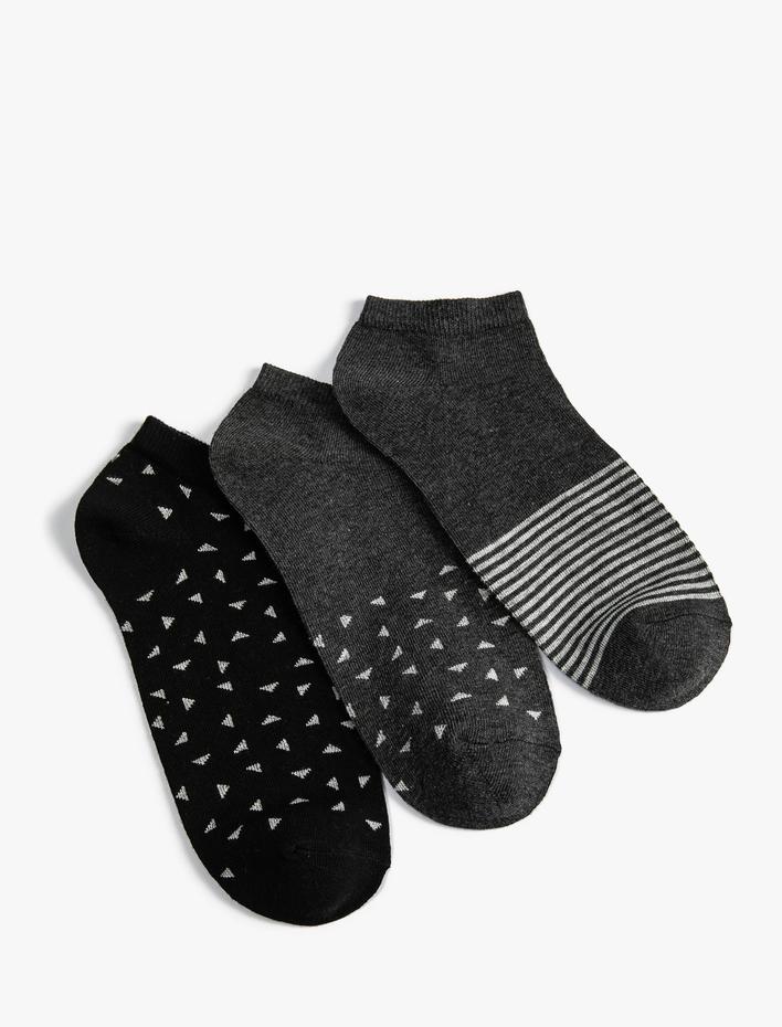 Erkek Çizgili 3'lü Patik Çorap Seti Çok Renkli