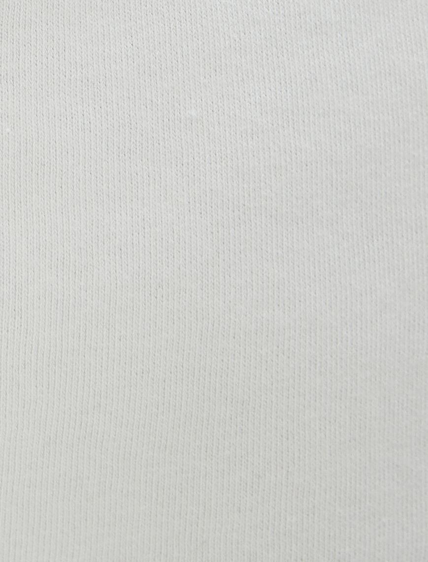   Şardonlu Kapüşonlu Sweatshirt Kolej Baskılı Ribanalı Uzun Kollu