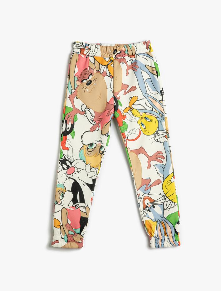 Kız Çocuk Looney Tunes Eşofman Altı Lisanslı Jogger Beli Lastikli Şardonlu