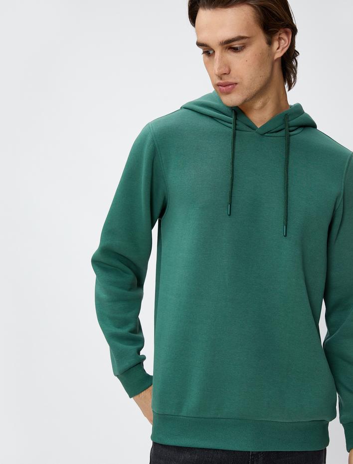  Basic Kapşonlu Sweat Uzun Kollu Şardonlu