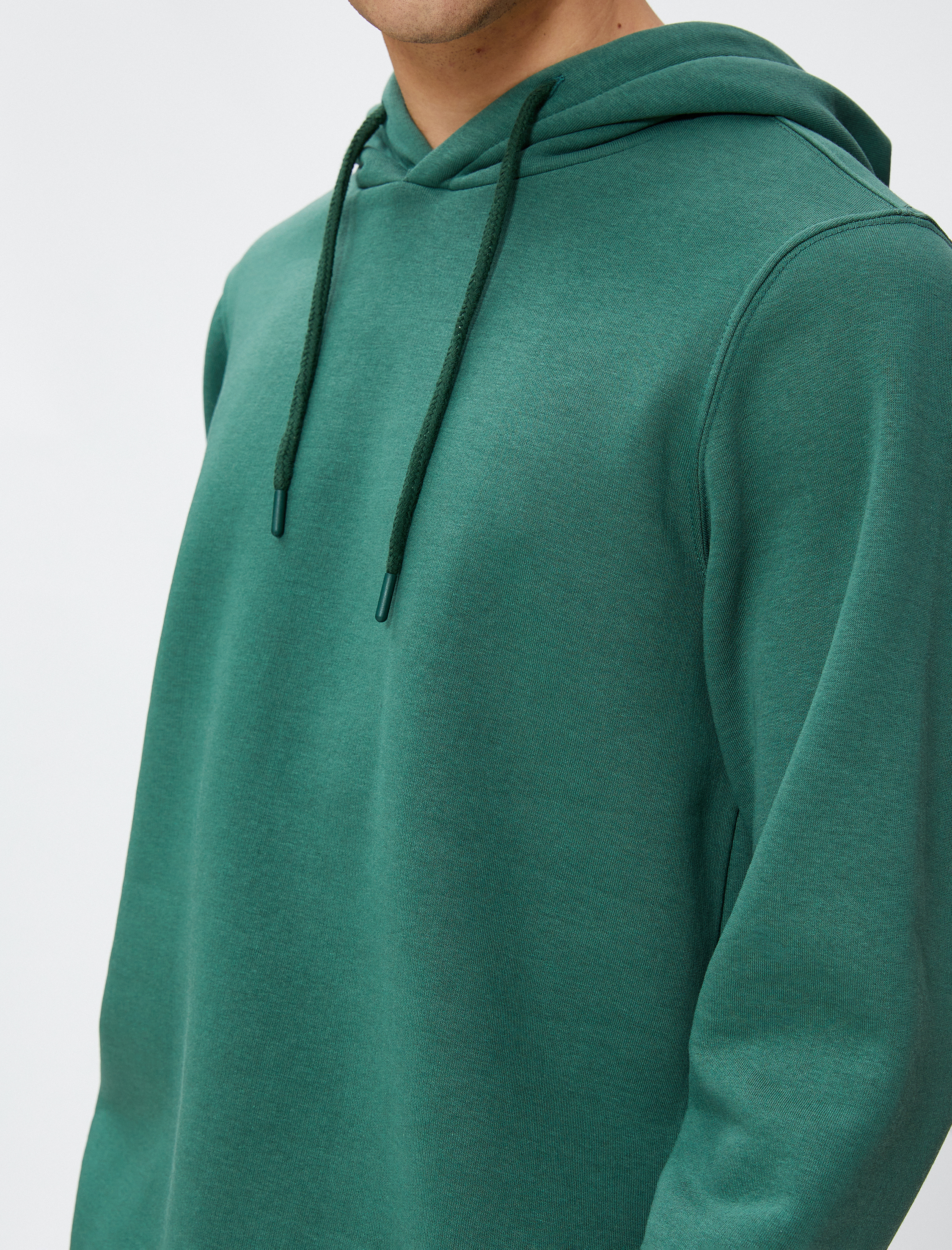 Basic Kapşonlu Sweat Uzun Kollu Şardonlu