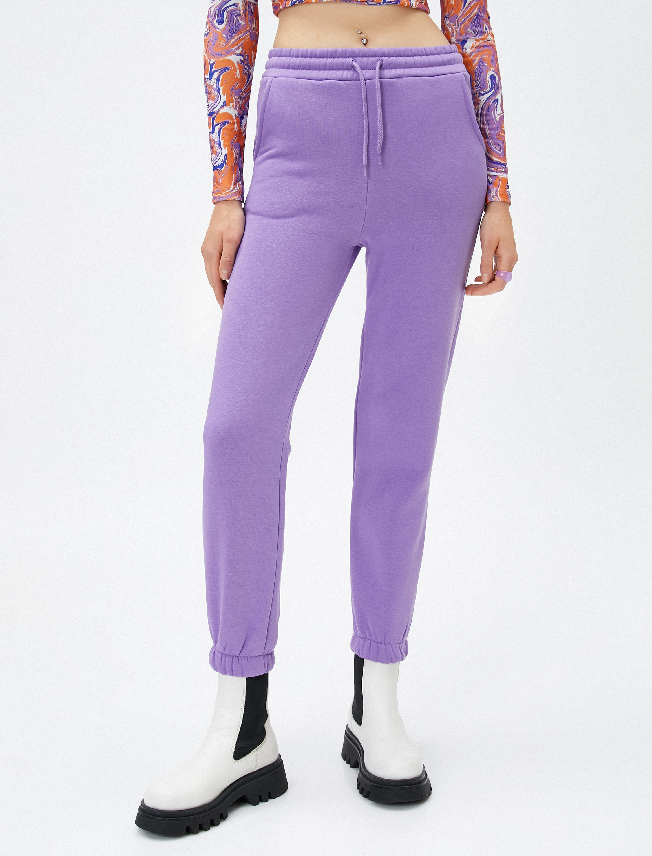   Şardonlu Jogger Eşofman Altı Beli Lastikli Bağcıklı Cep Detaylı