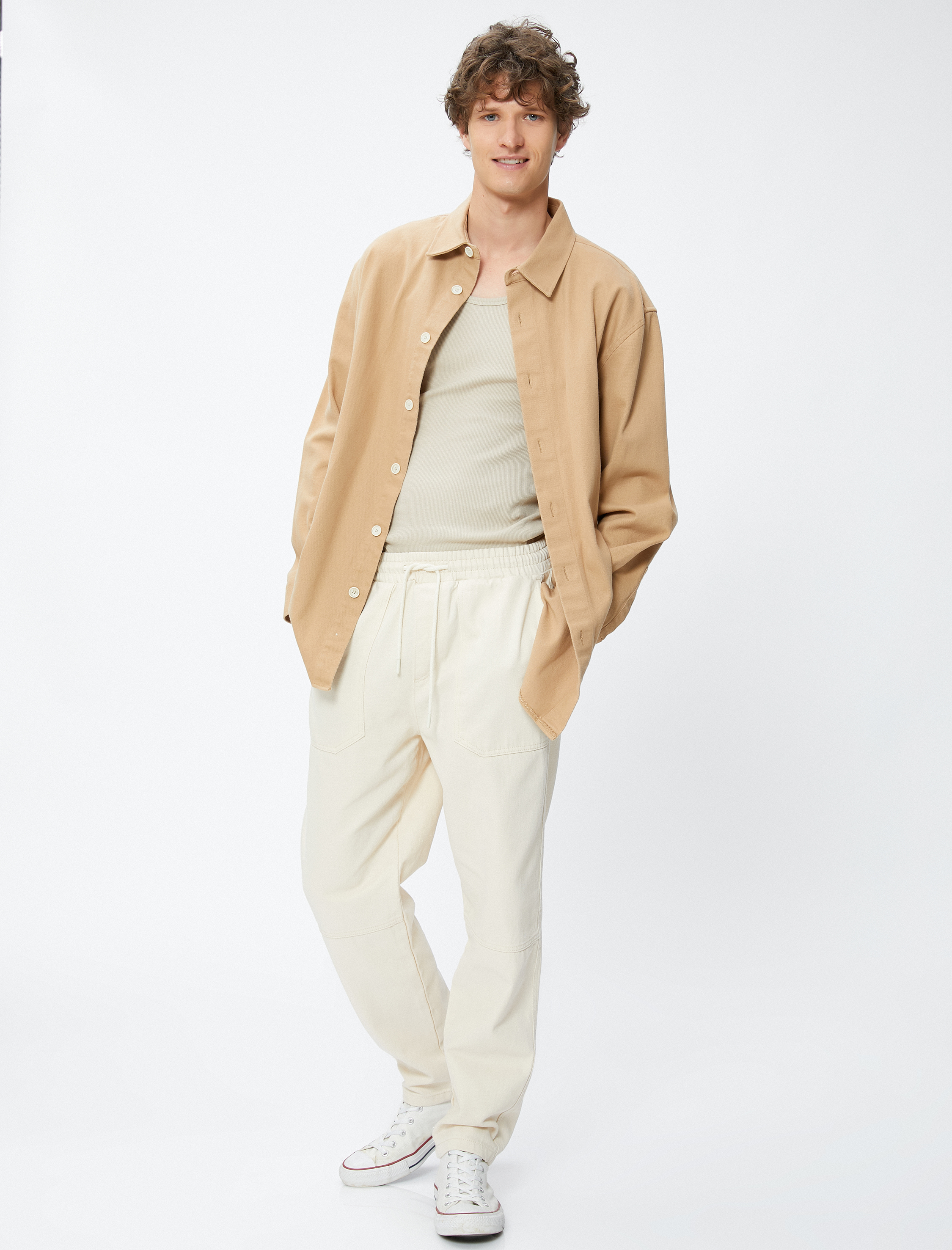   Beli Bağcıklı Pantolon Cep Detaylı Pamuklu