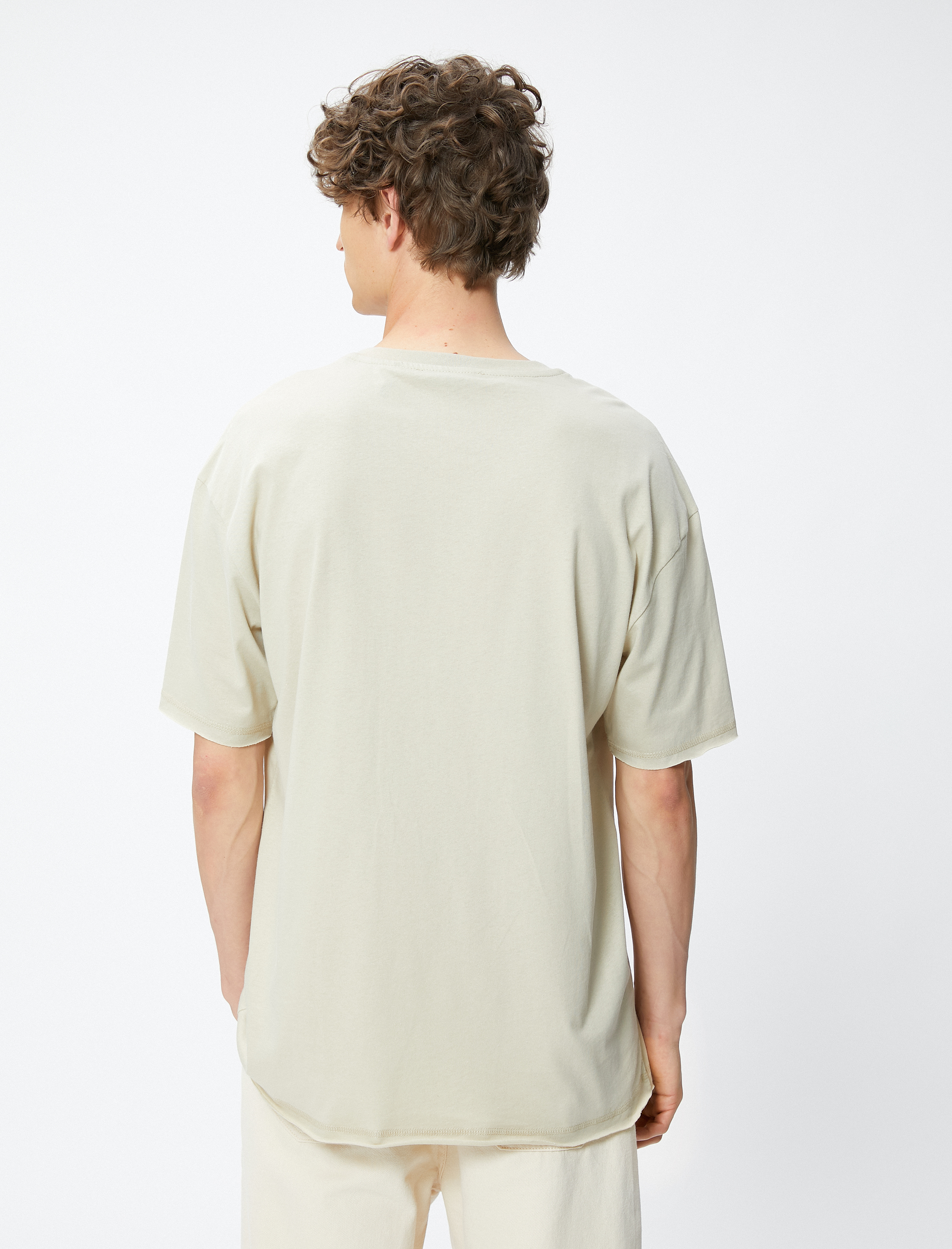 Oversize Tişört Basic Yarım Kollu Bisiklet Yaka