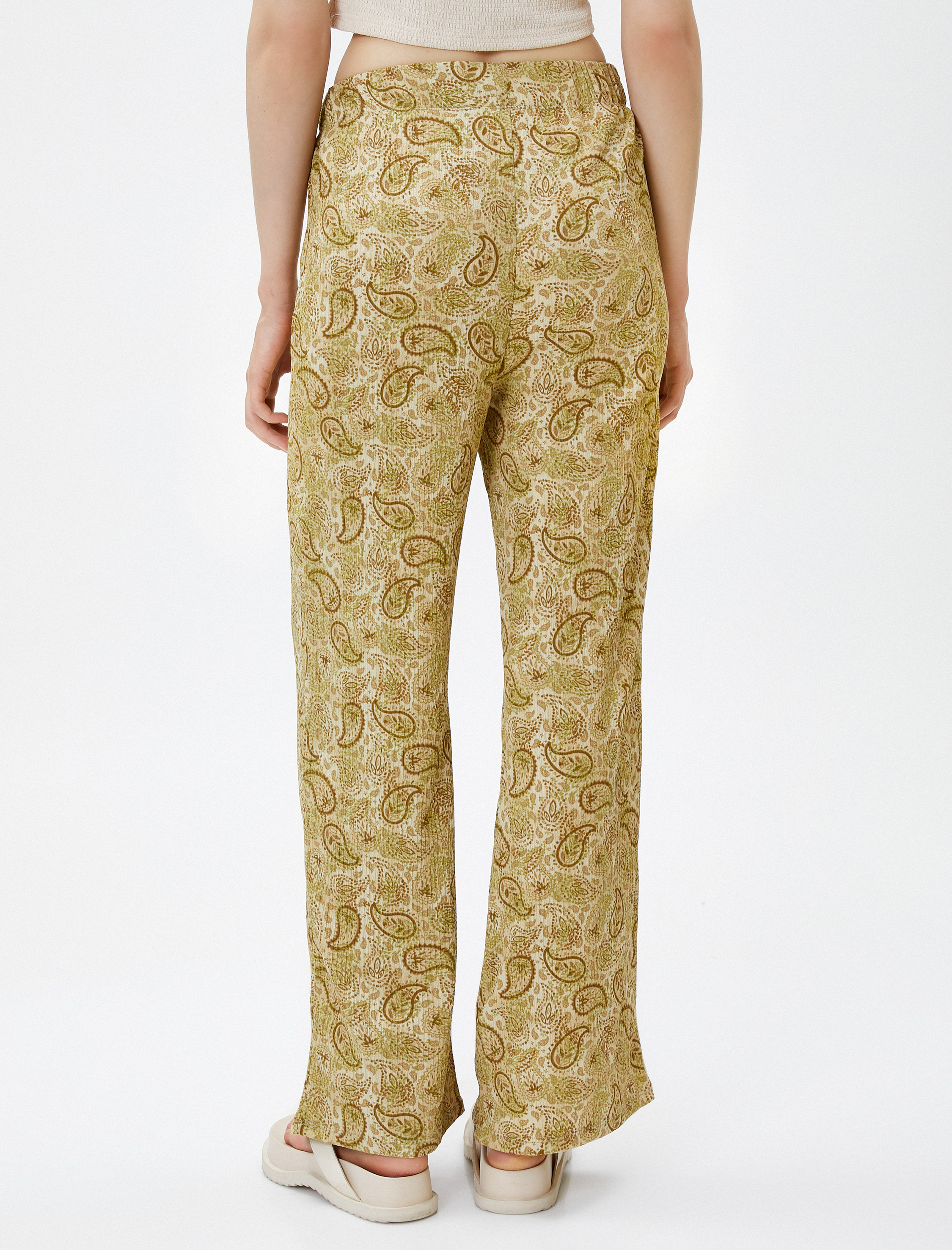   Bol Paça Pantolon Beli Lastikli Rahat Kesim Etnik Desenli Bürümcük