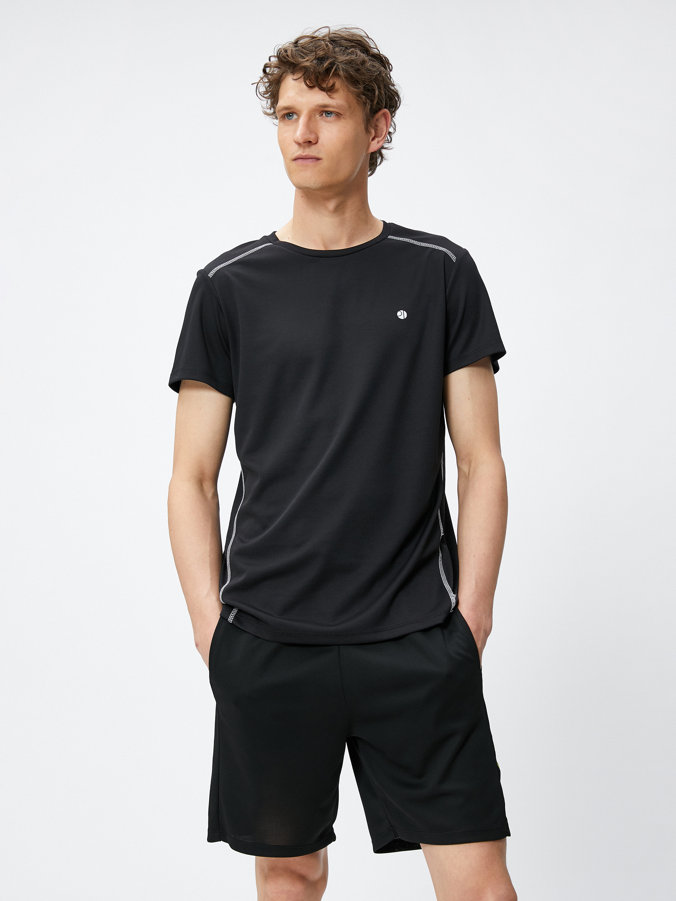   Spor Şort Slogan Baskılı Beli Bağcıklı Cepli