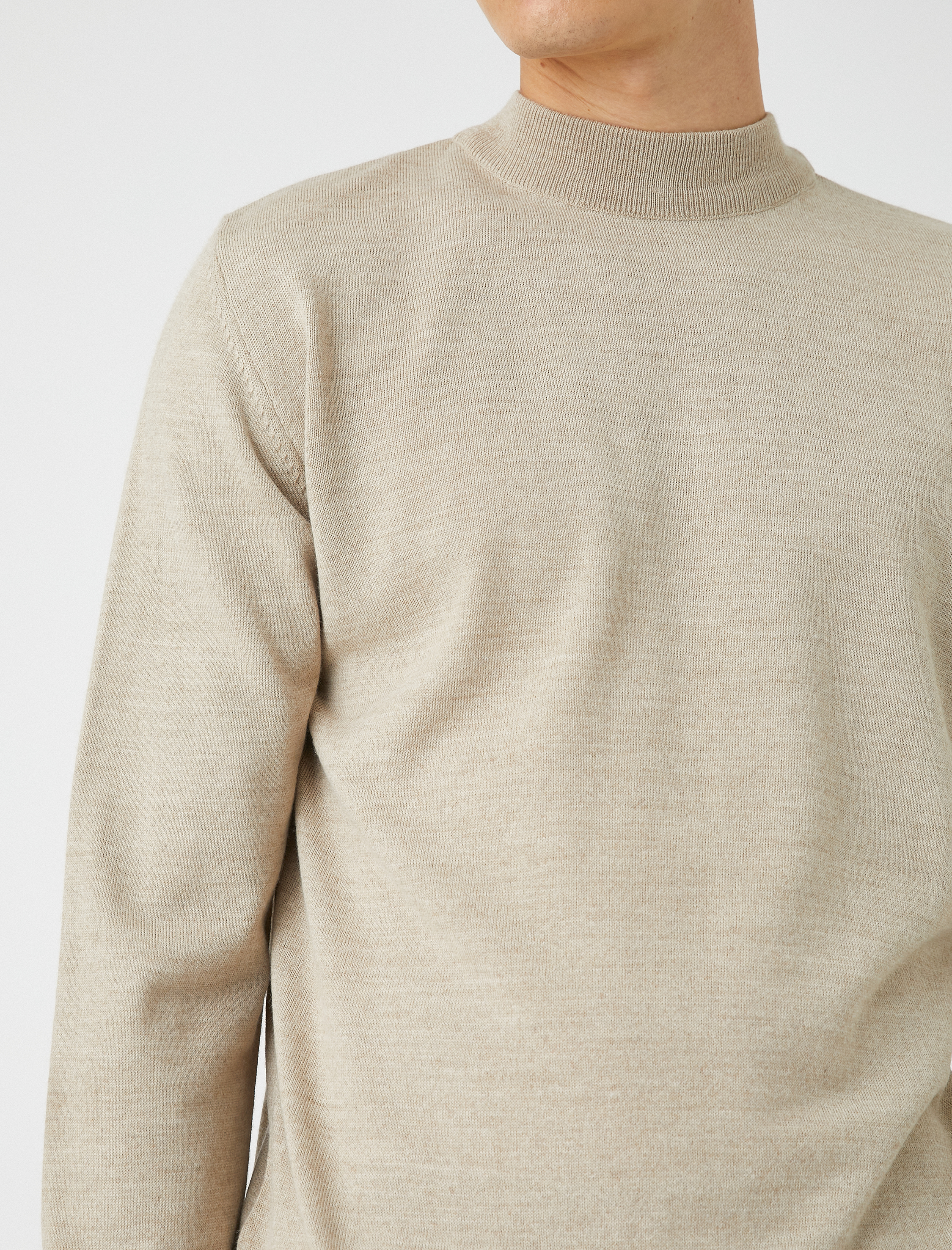   Basic Triko Kazak Yarım Balıkçı Yaka Uzun Kollu