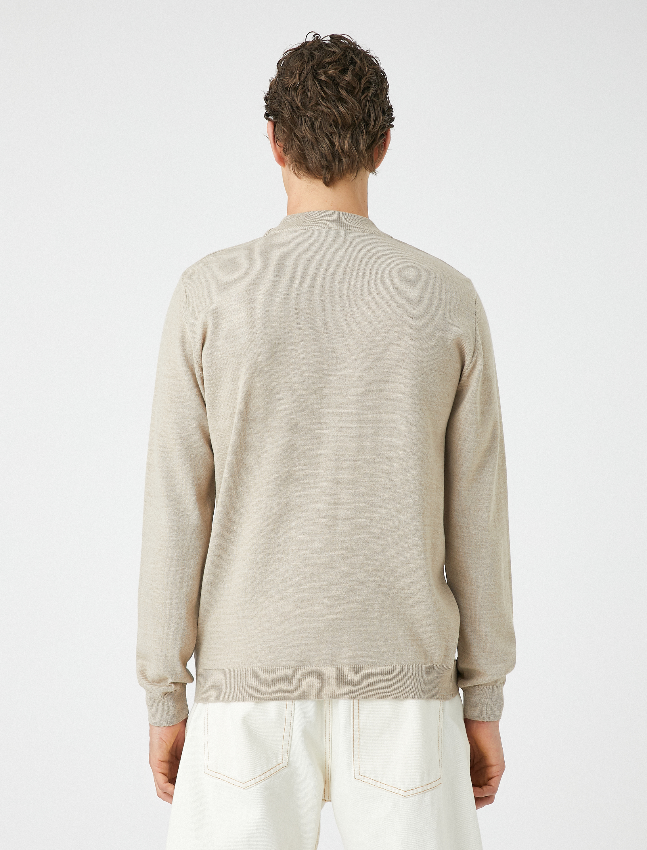   Basic Triko Kazak Yarım Balıkçı Yaka Uzun Kollu