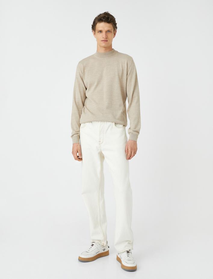  Basic Triko Kazak Yarım Balıkçı Yaka Uzun Kollu