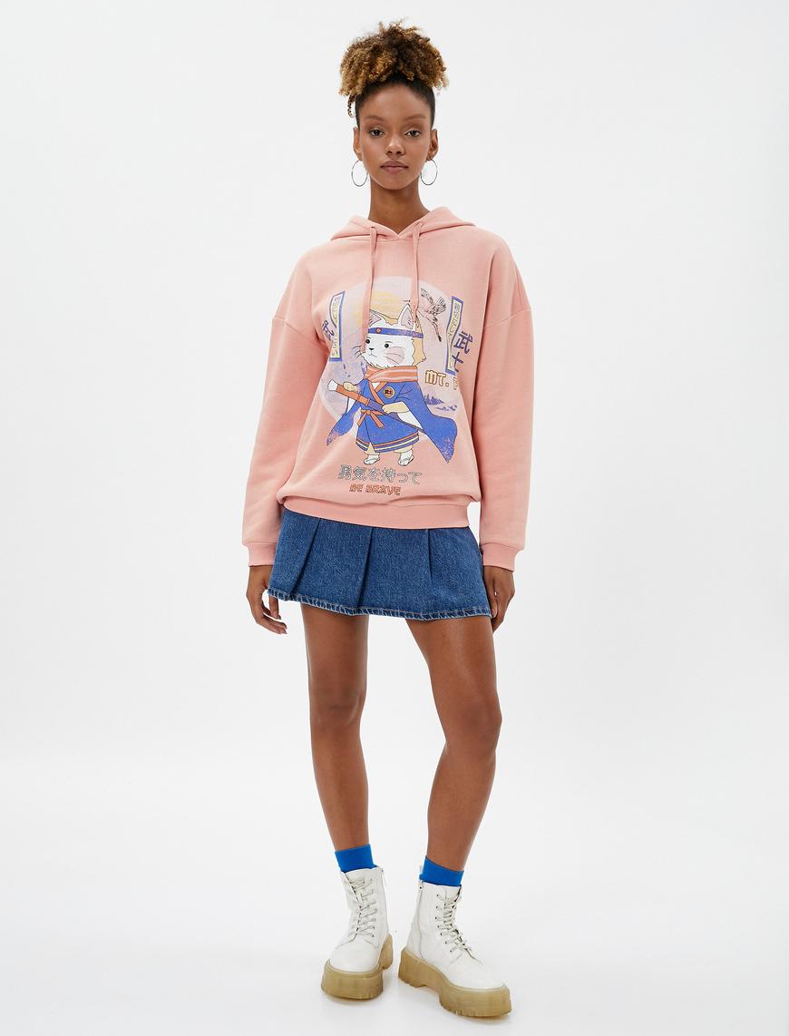   Anime Sweatshirt Kapüşonlu Uzun Kollu Baskılı