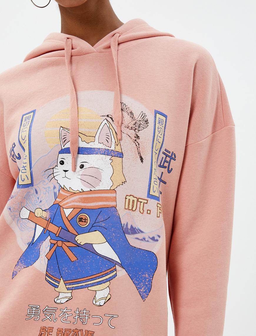   Anime Sweatshirt Kapüşonlu Uzun Kollu Baskılı