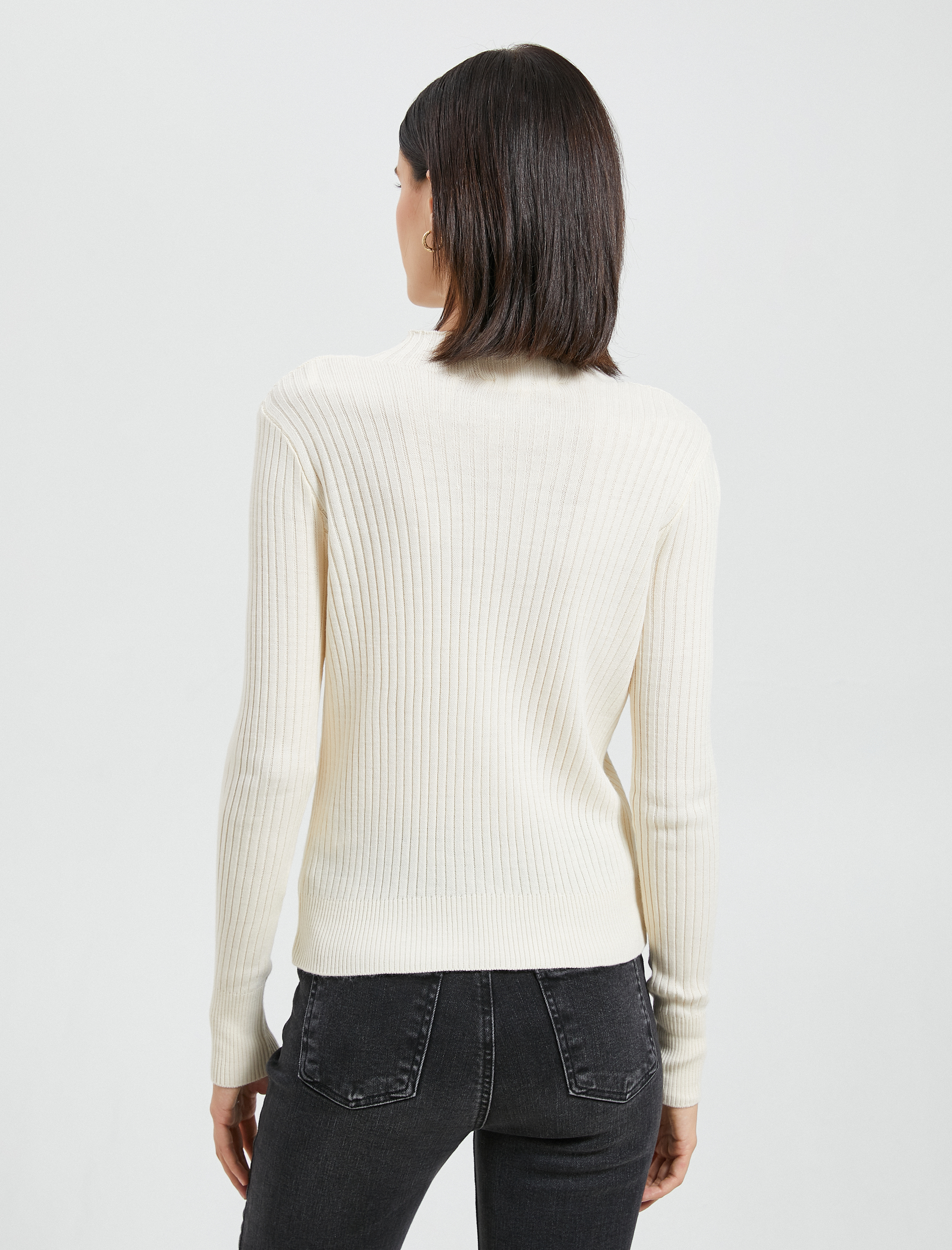   Yarım Balıkçı Yaka Kazak Triko Dar Kesim Kaşmir Dokulu