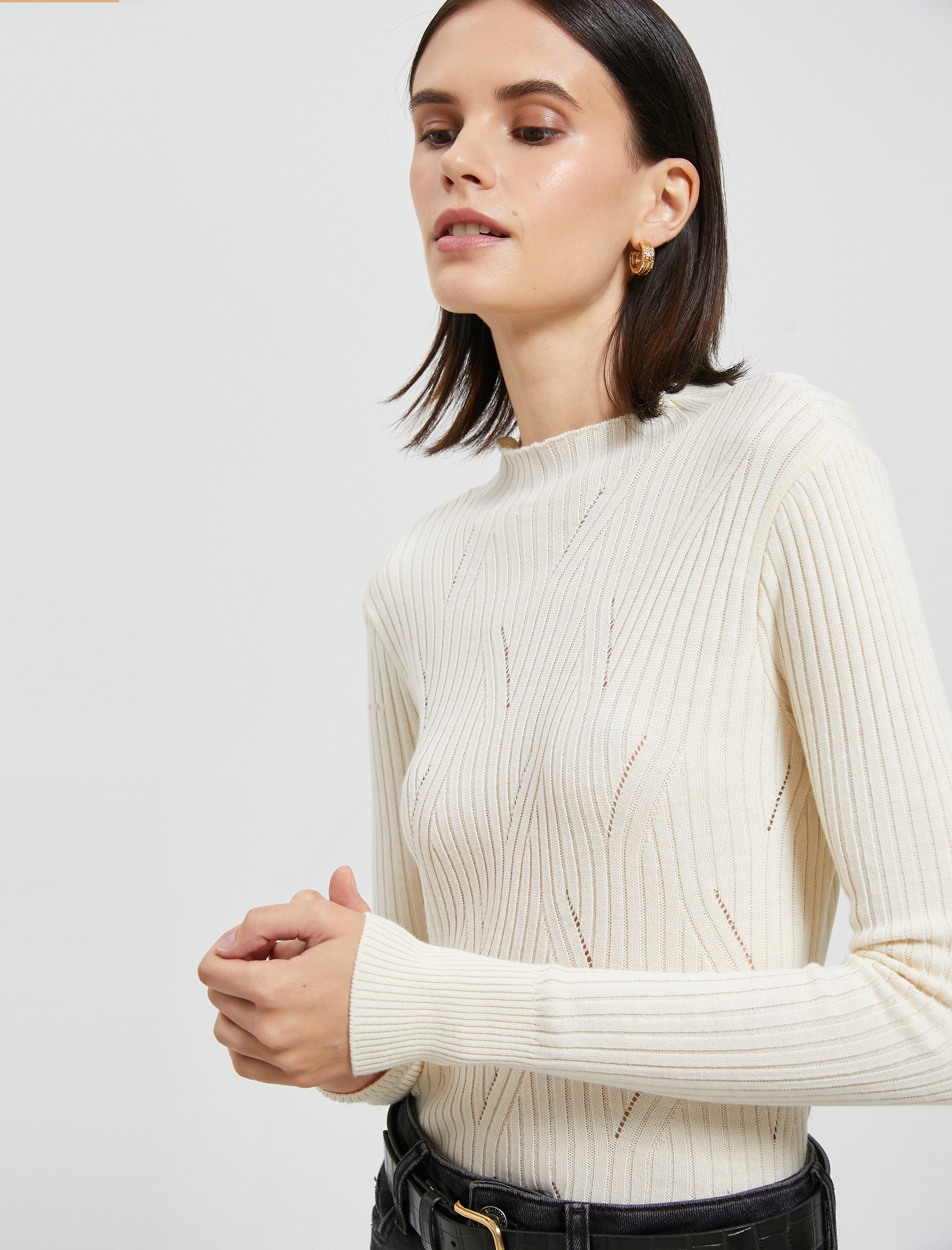   Yarım Balıkçı Yaka Kazak Triko Dar Kesim Kaşmir Dokulu