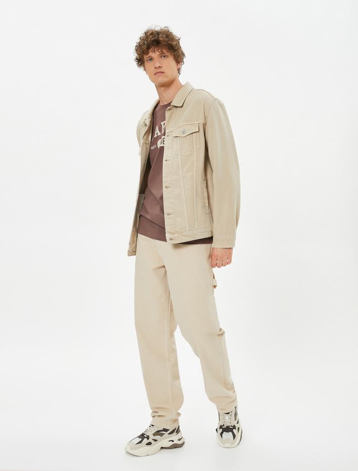  Kargo Pantolon Cep Detaylı Düğmeli Pamuklu