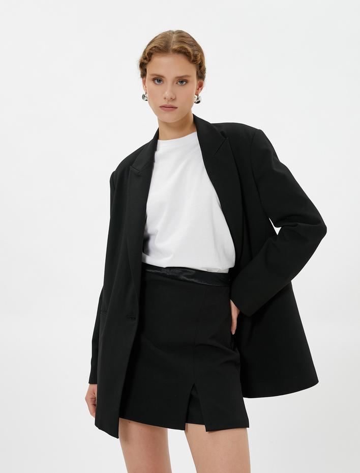  Mini Şort Etek Yırtmaç Detaylı