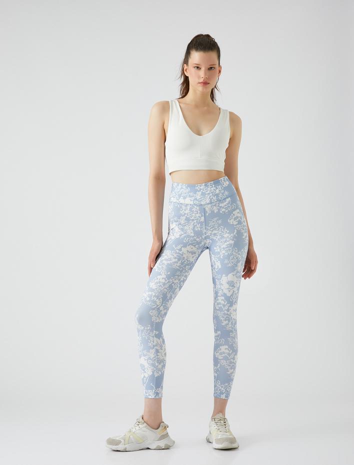  Çiçek Desenli Spor Tayt Yüksek Bel