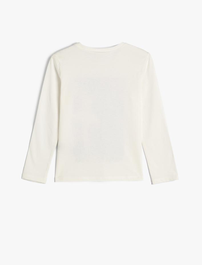 Kız Çocuk Tişört Uzun Kollu Bisiklet Yaka Bale Temalı Baskılı Pamuklu