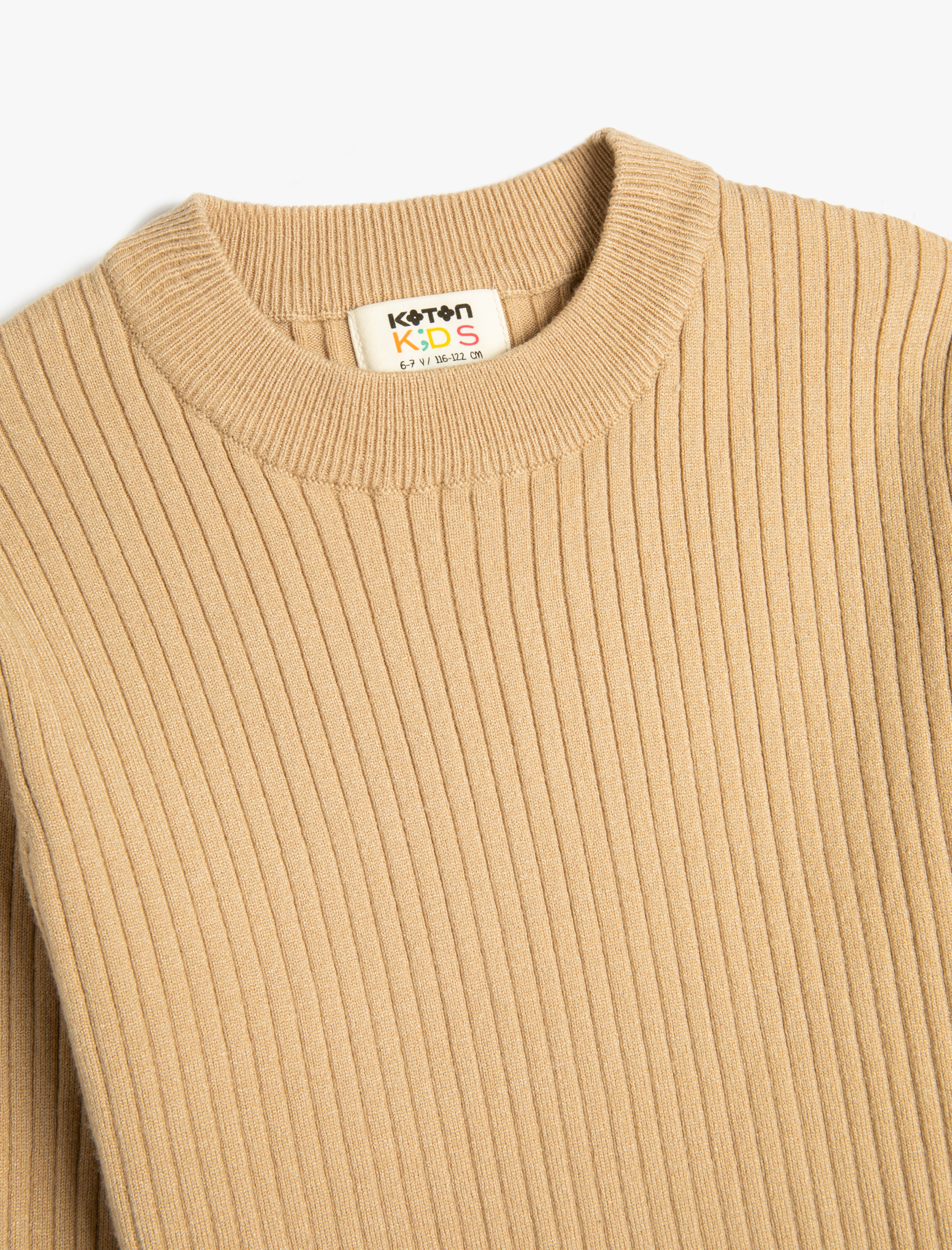  Kız Çocuk Basic Triko Kazak Yuvarlak Yaka Kaşkorse Uzun Kollu