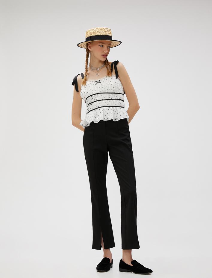  Puantiyeli Tüllü Üst Fiyonklu Askılı Büzgülü