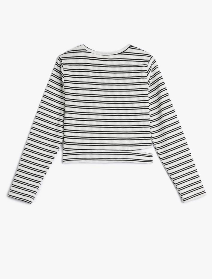 Kız Çocuk Bluz Uzun Kollu Bisiklet Yaka Pencere Detaylı Kaşkorse