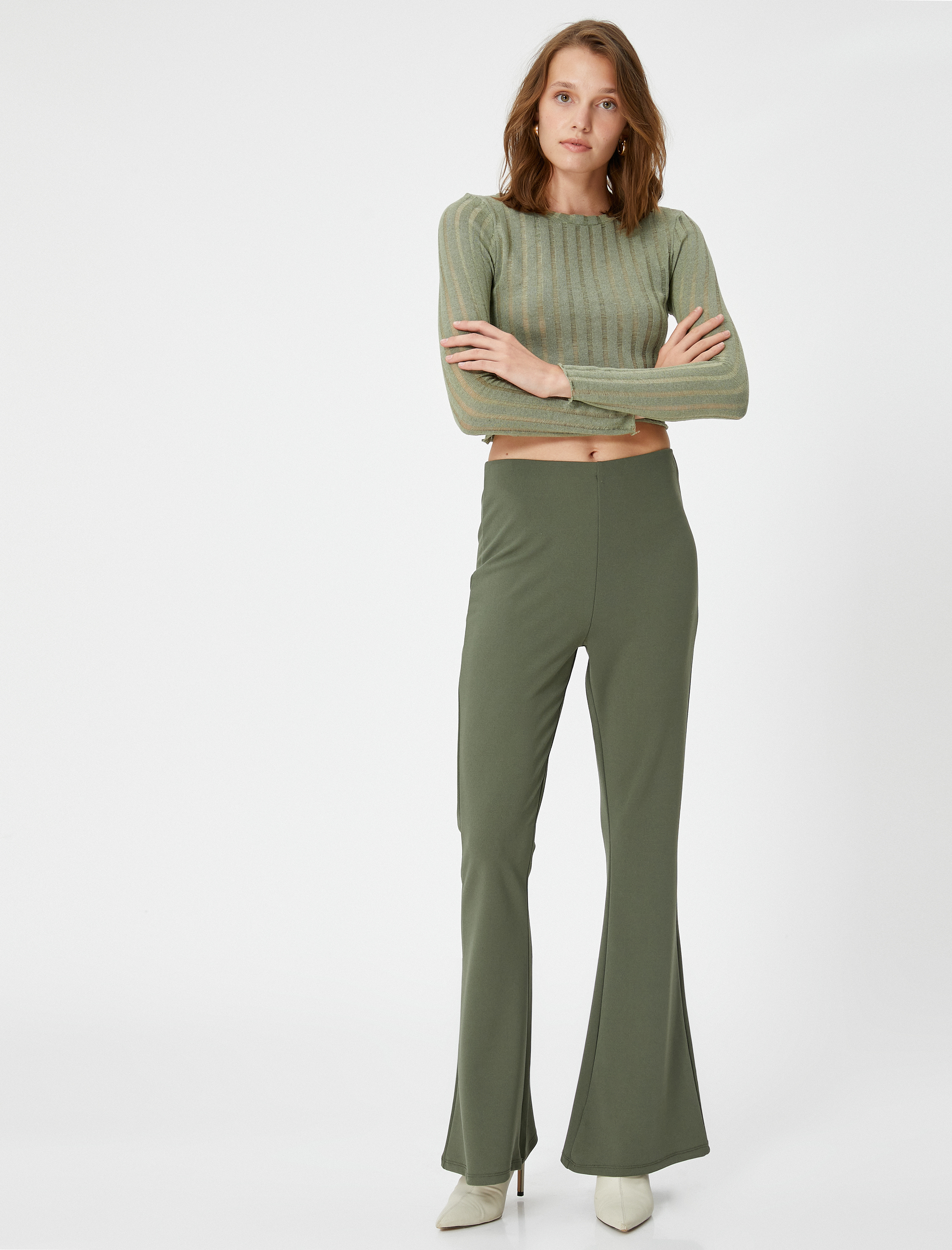   İspanyol Paça Tayt Yüksek Bel