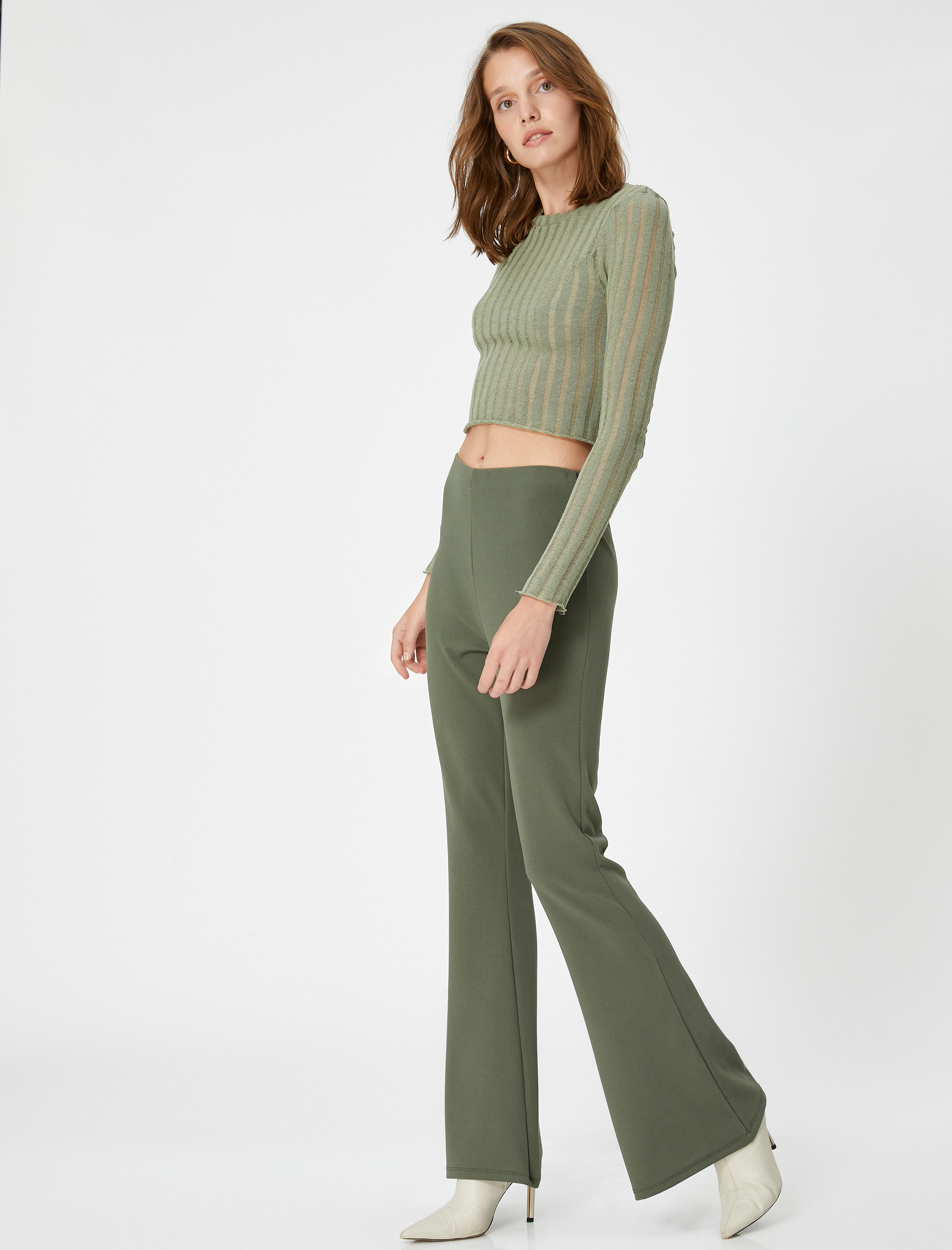   İspanyol Paça Tayt Yüksek Bel