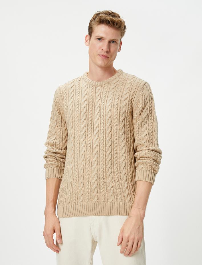  Triko Kazak Bisiklet Yaka Örgü Dokulu Uzun Kollu Ribanalı