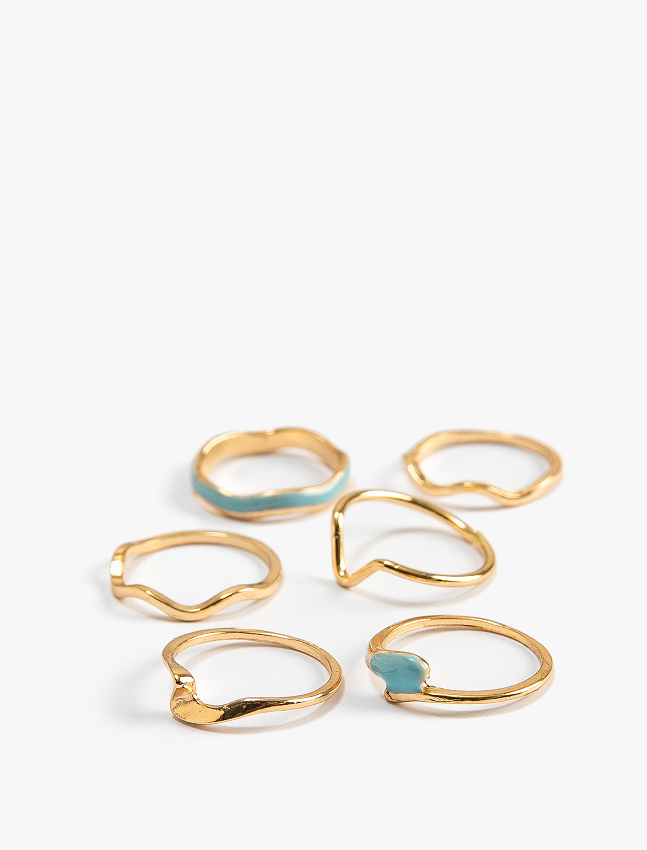  Kadın Yüzük Seti 6'lı Metal İnce Dokulu