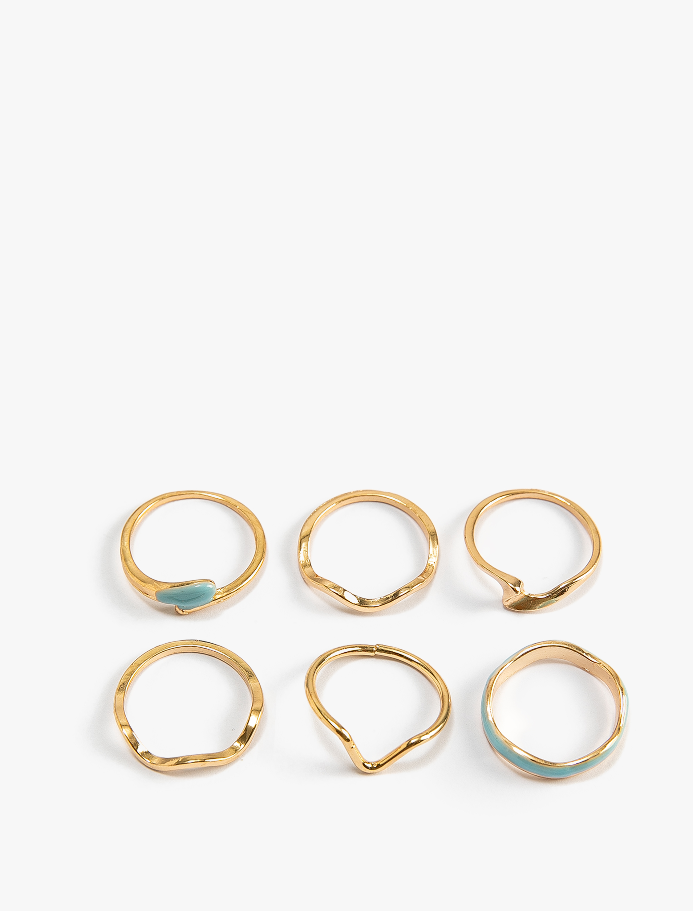  Kadın Yüzük Seti 6'lı Metal İnce Dokulu