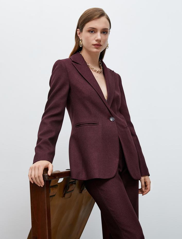  Blazer Ceket Tek Düğmeli Gizli Cep Detaylı Astarlı
