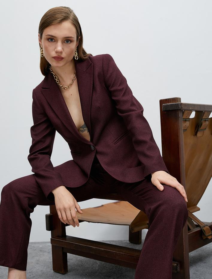  Blazer Ceket Tek Düğmeli Gizli Cep Detaylı Astarlı