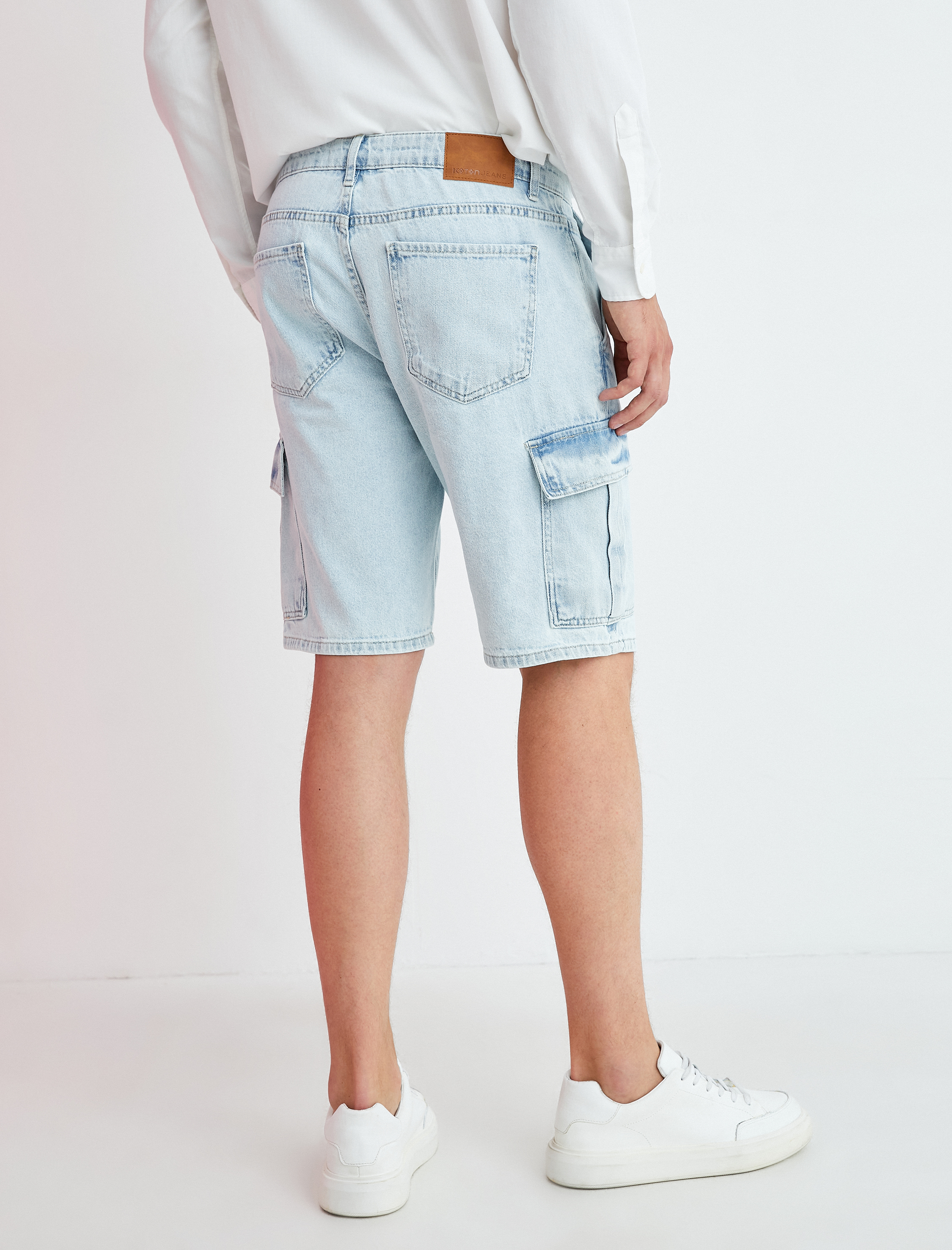   Kot Şort Kargo Cep Detaylı Düğmeli