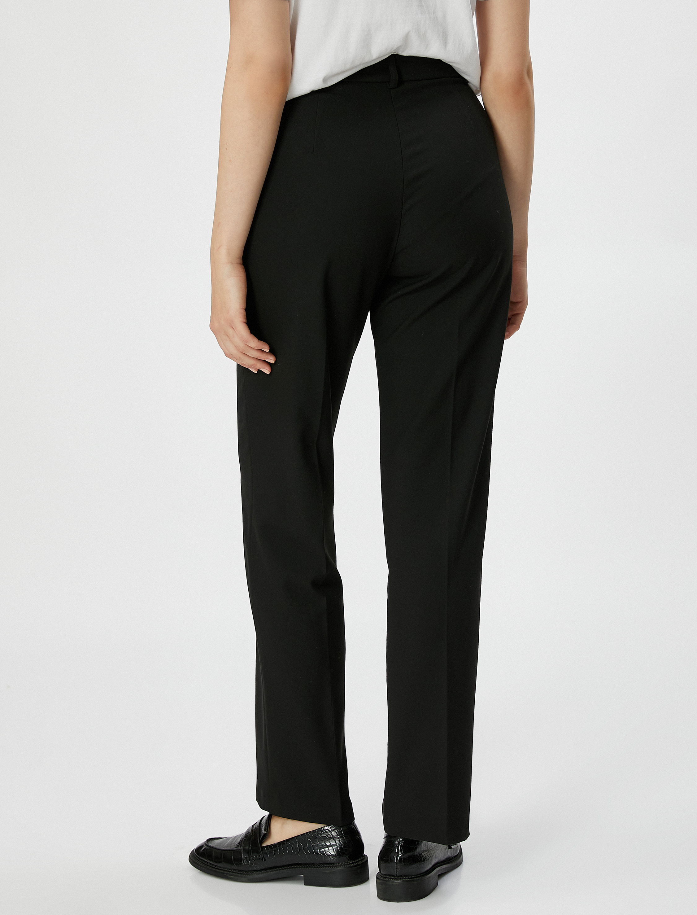   Kumaş Pantolon Düz Paça Nervürlü Fermuarlı Normal Bel