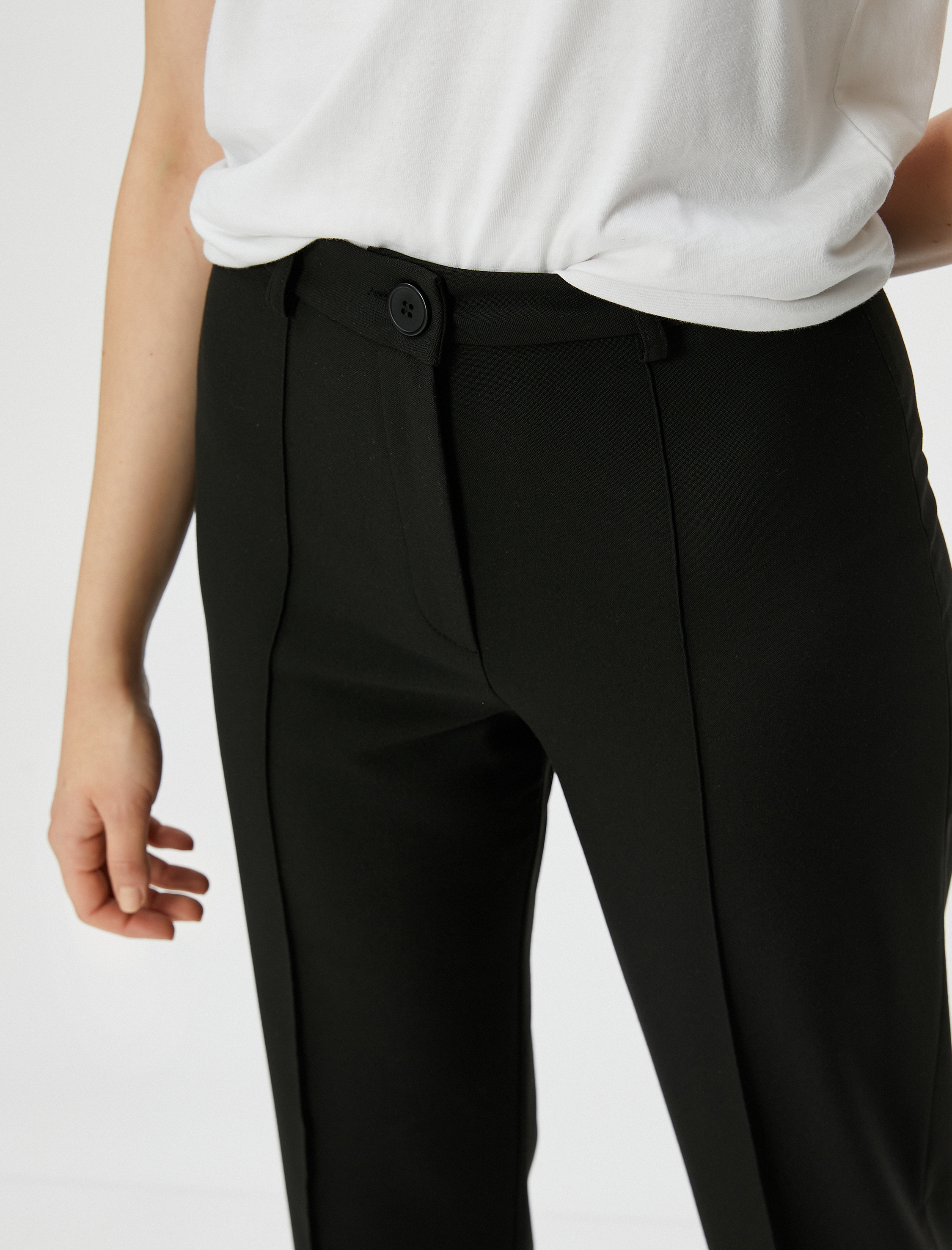   Kumaş Pantolon Düz Paça Nervürlü Fermuarlı Normal Bel