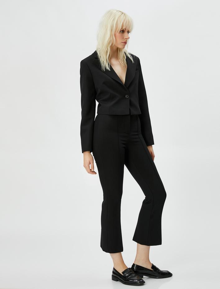  Kumaş Pantolon Düz Paça Nervürlü Fermuarlı Normal Bel