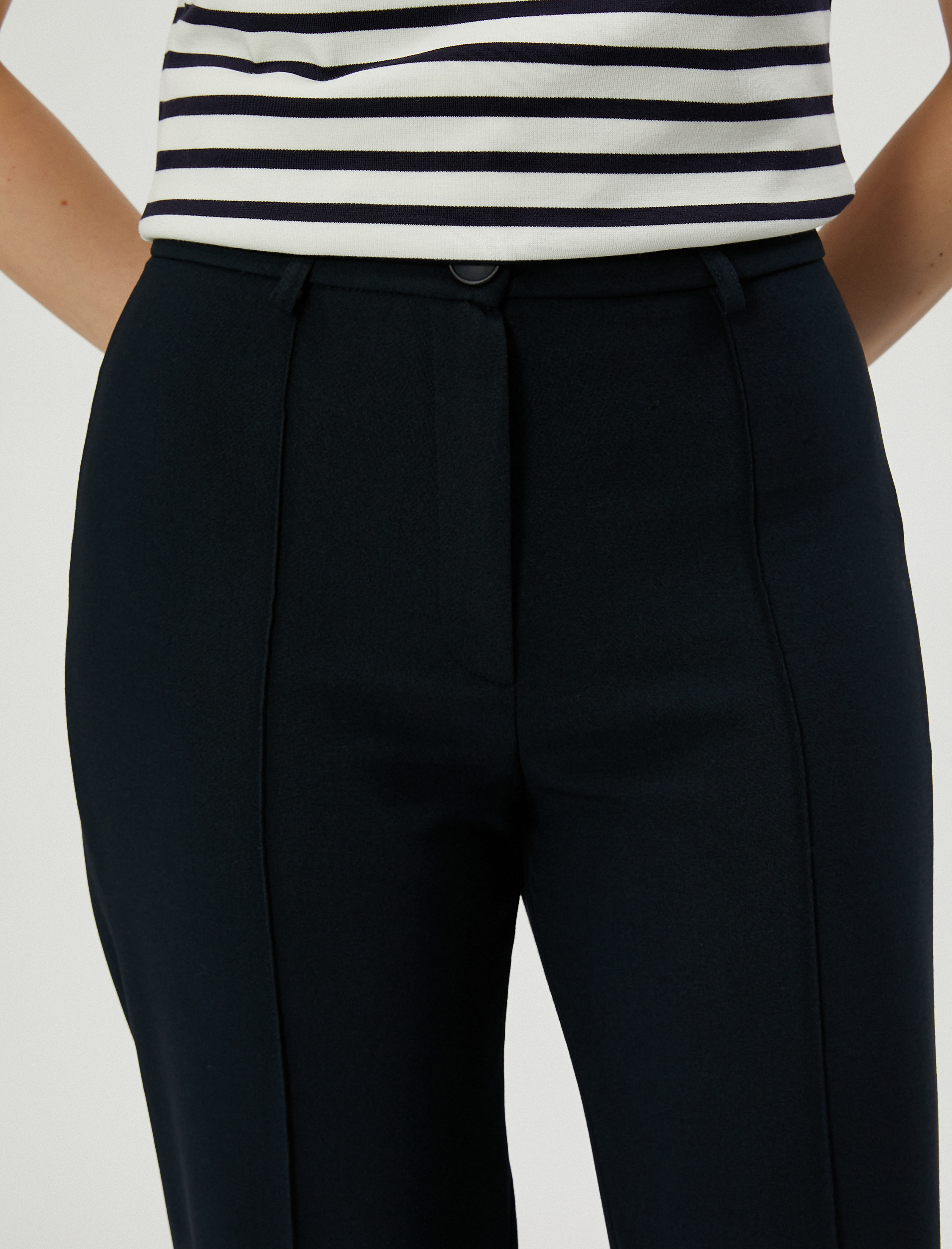   Kumaş Pantolon Düz Paça Nervürlü Fermuarlı Normal Bel