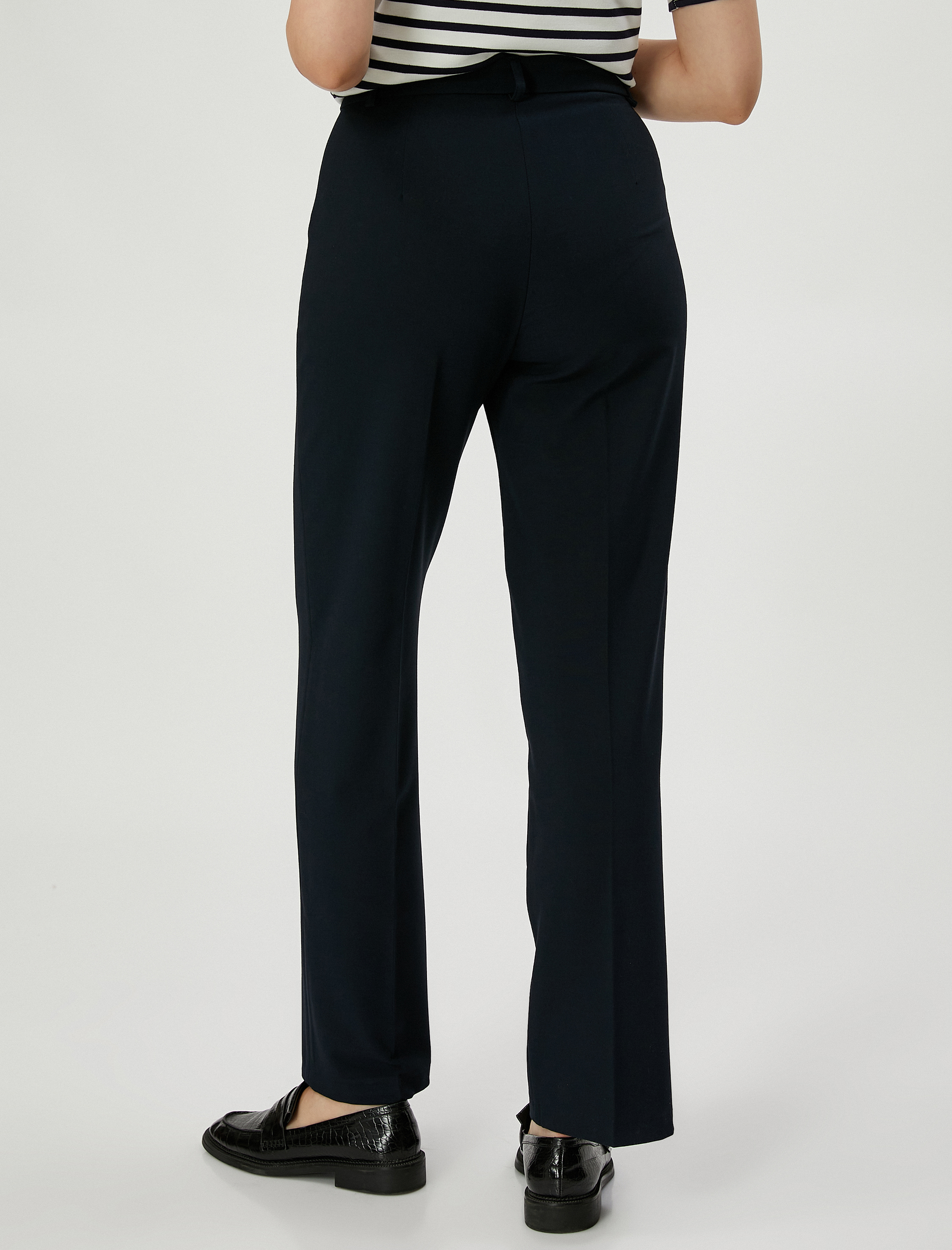   Kumaş Pantolon Düz Paça Nervürlü Fermuarlı Normal Bel