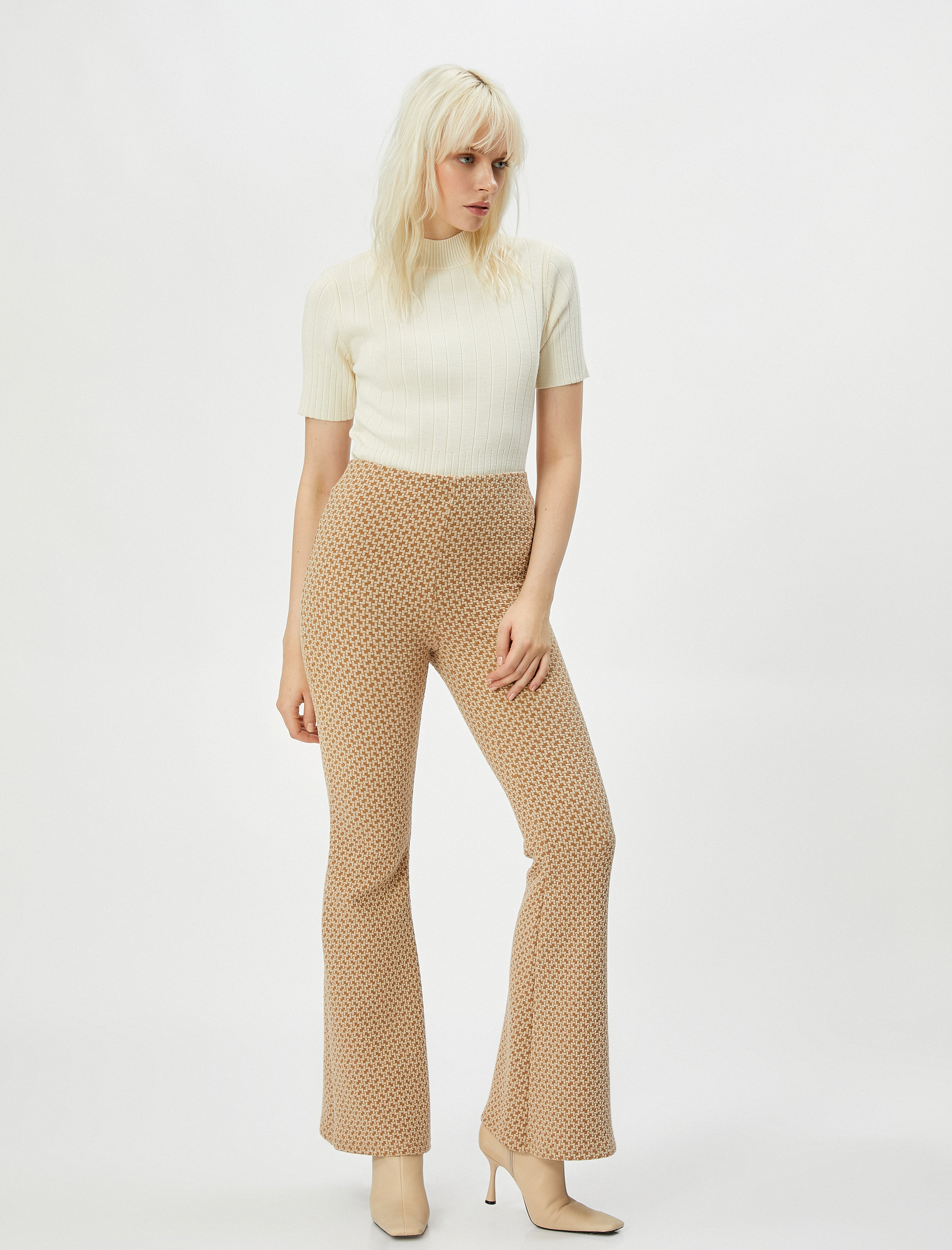   İspanyol Paça Tayt Pantolon Yüksek Bel