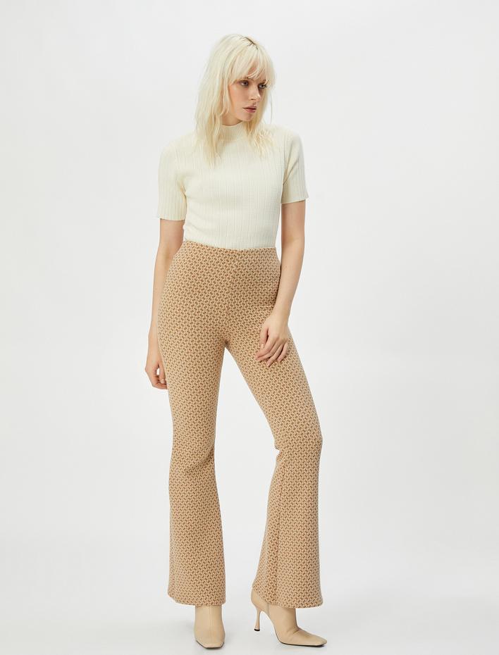  İspanyol Paça Tayt Pantolon Yüksek Bel