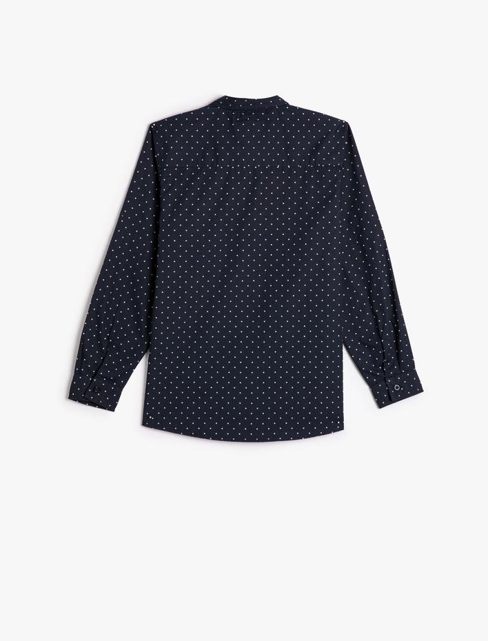 Erkek Çocuk Gömlek Cep Detaylı Uzun Kollu Pamuklu Klasik Yaka