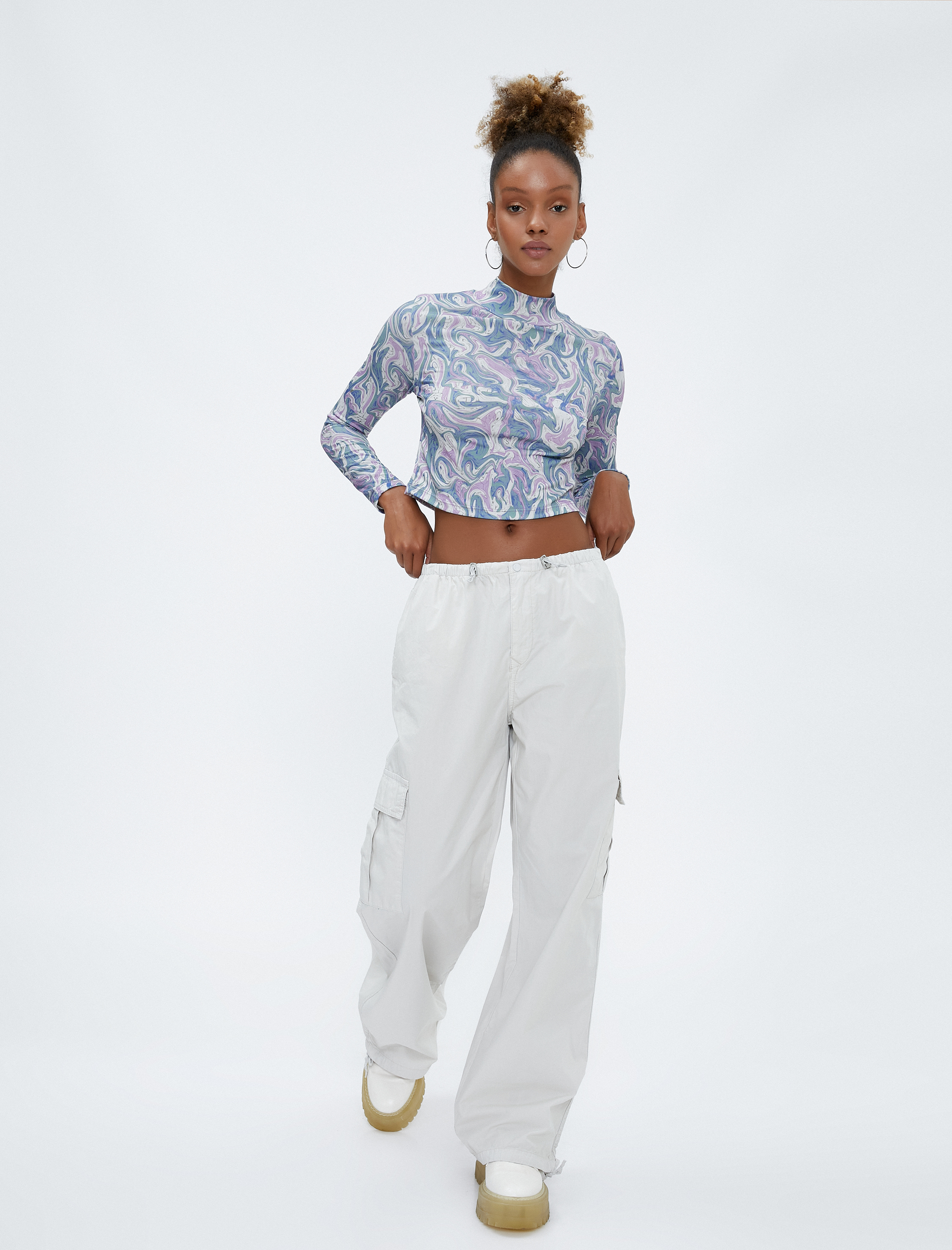   Paraşüt Pantolon Büyük Cepli Lastikli Düşük Bel Stoperli