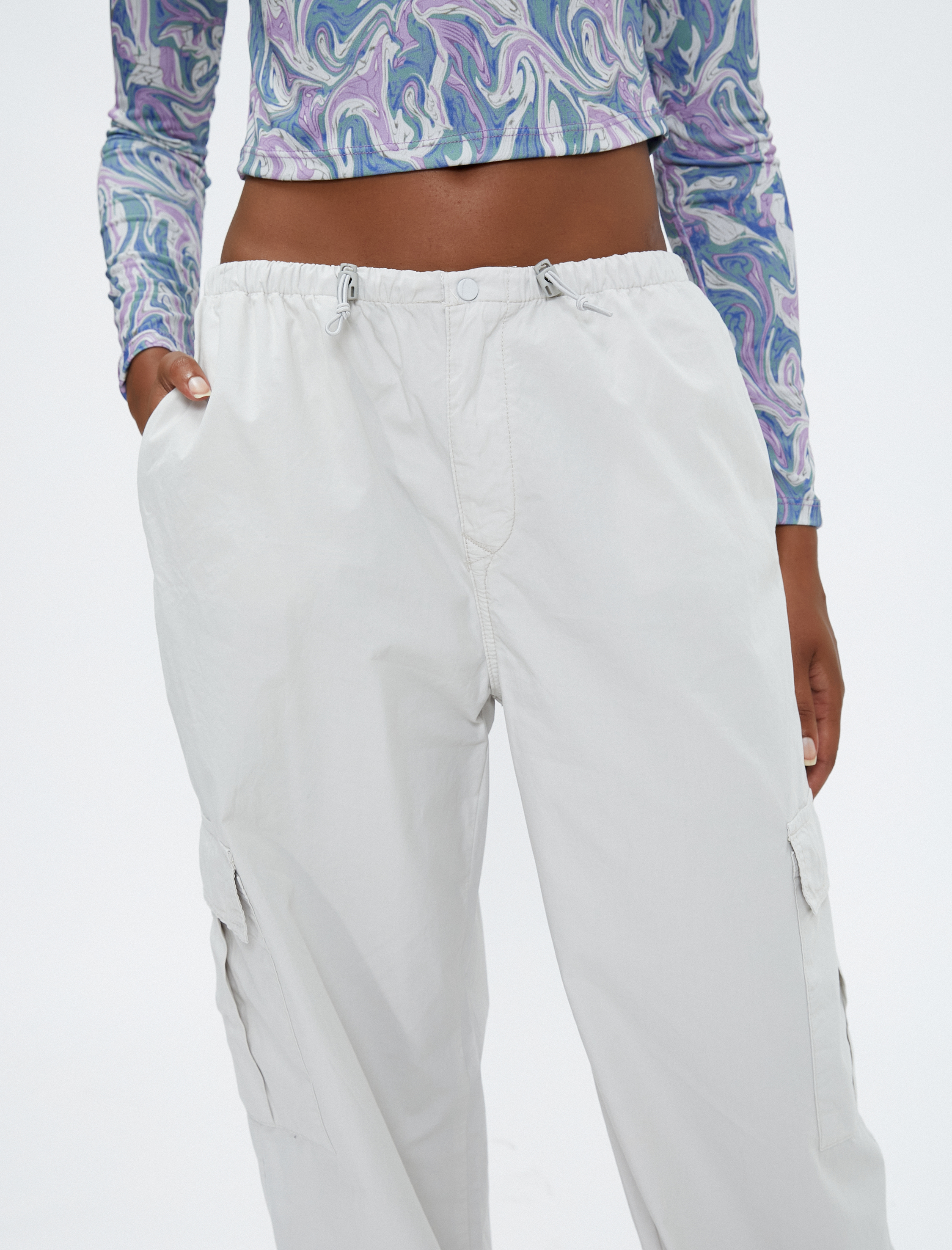   Paraşüt Pantolon Büyük Cepli Lastikli Düşük Bel Stoperli