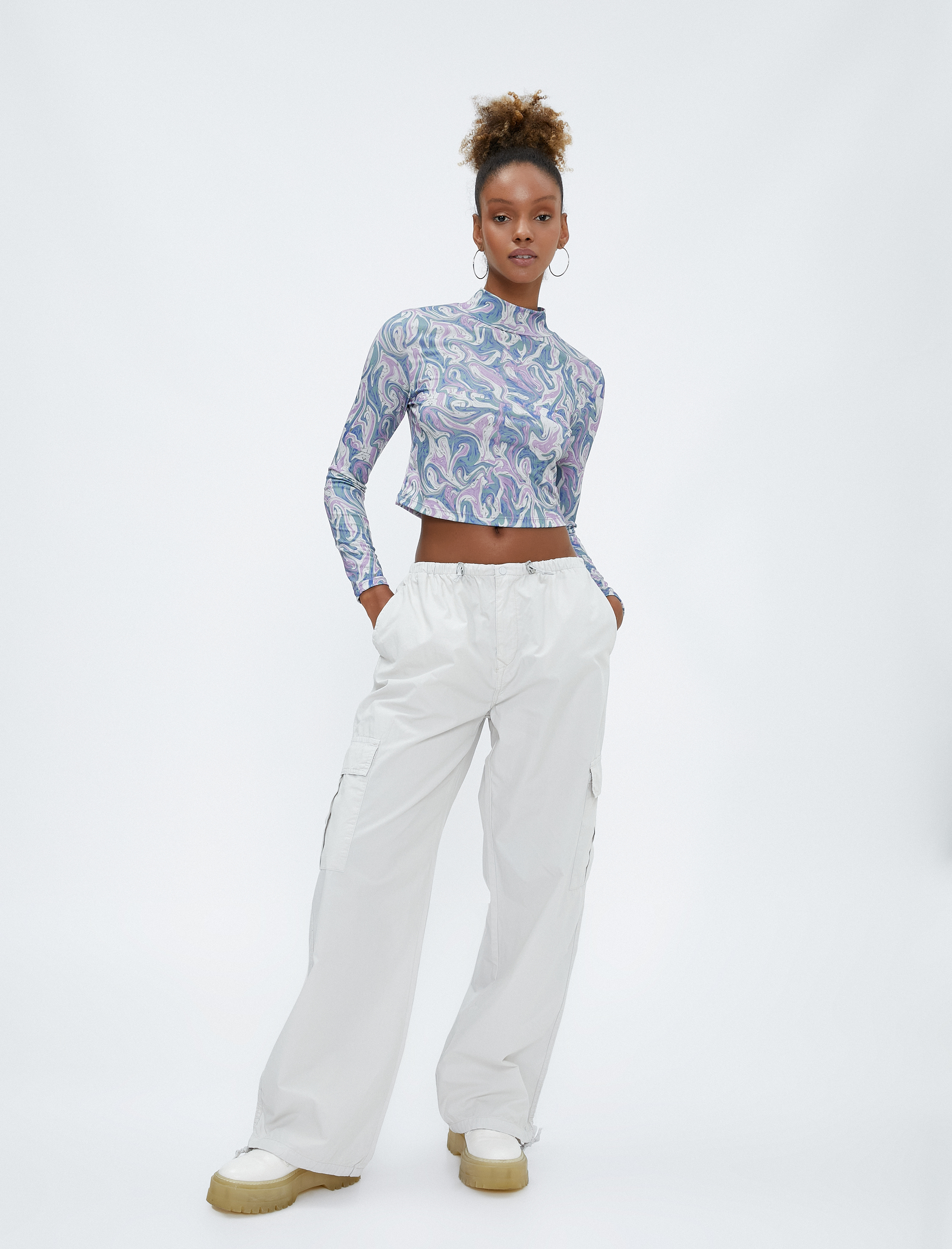   Paraşüt Pantolon Büyük Cepli Lastikli Düşük Bel Stoperli