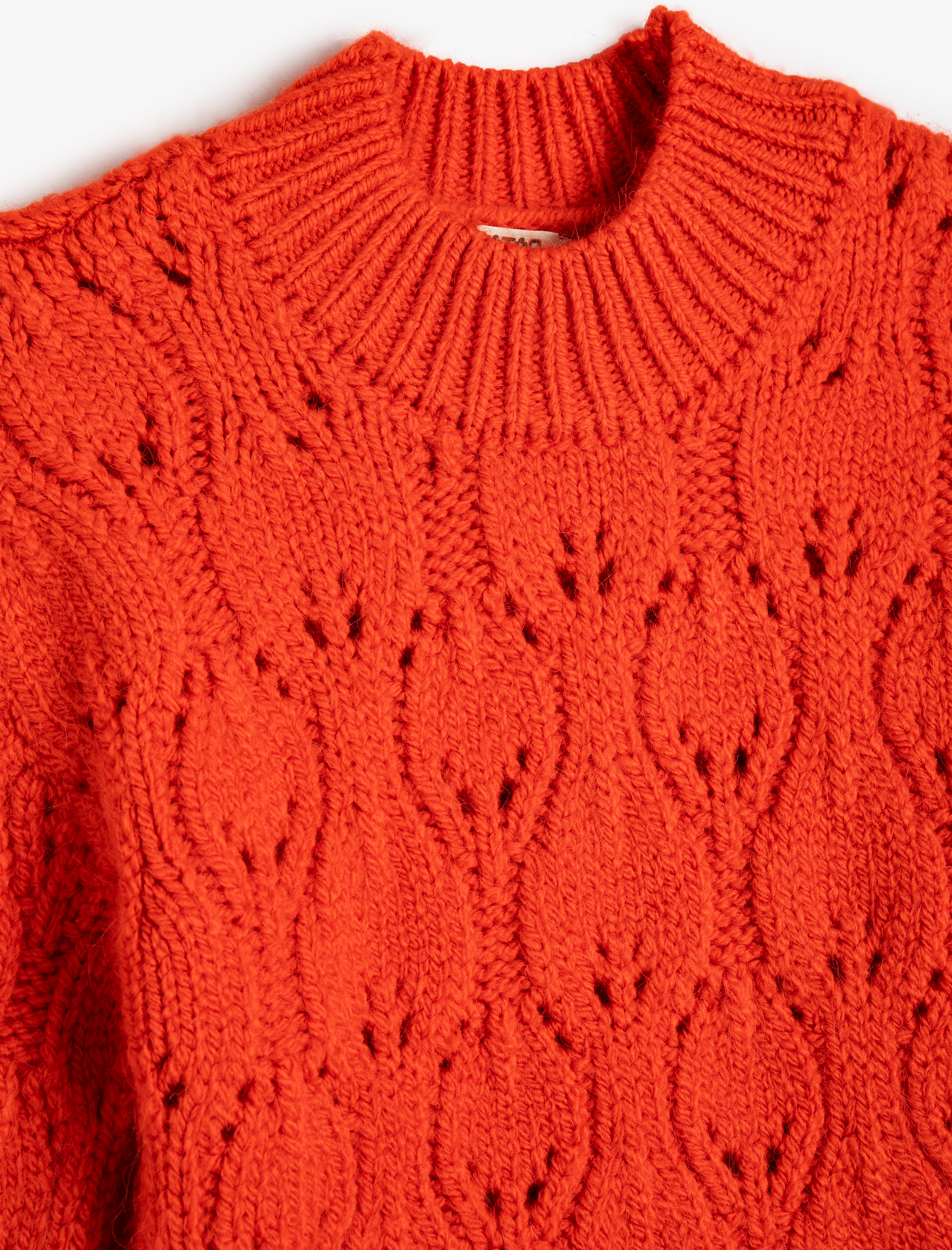  Kız Çocuk Örgü Kazak Ajurlu Yuvarlak Yaka Uzun Kollu Yumuşak Dokulu