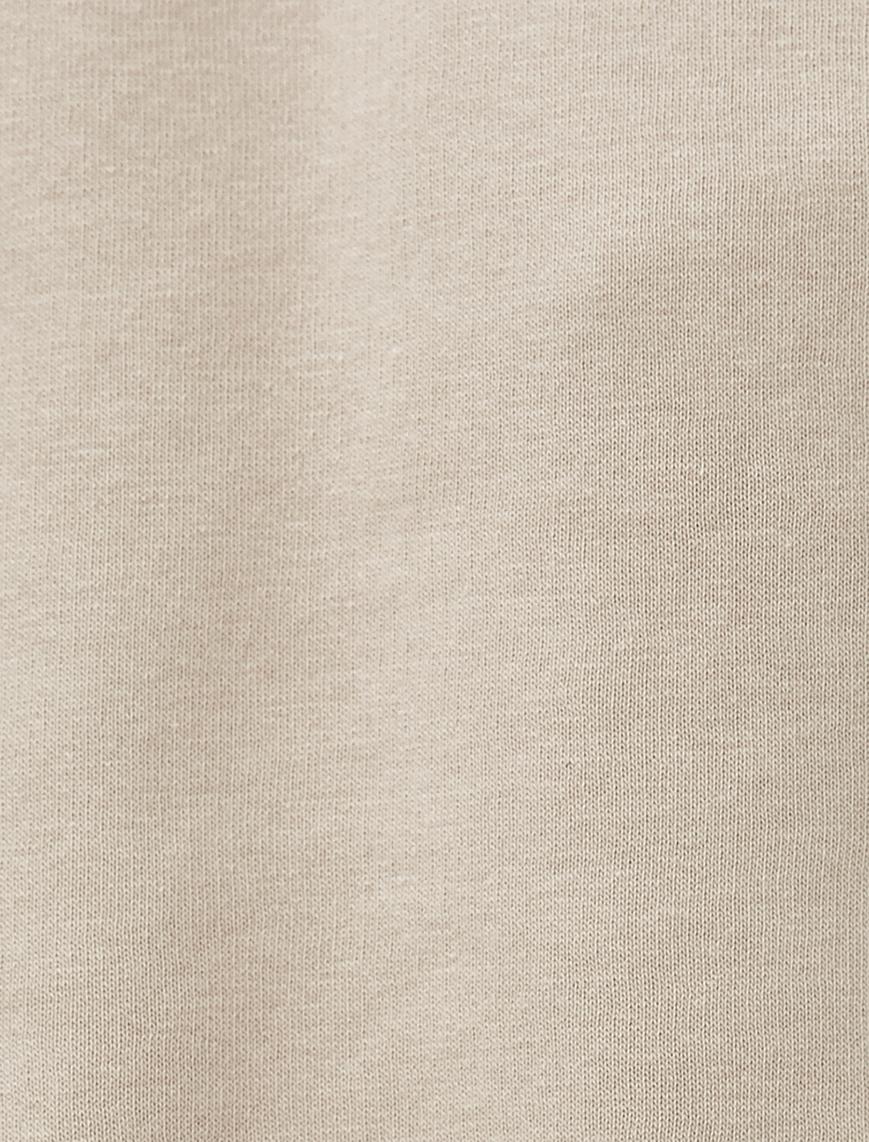   Bisiklet Yaka Sweatshirt Basic Uzun Kollu Ribanalı