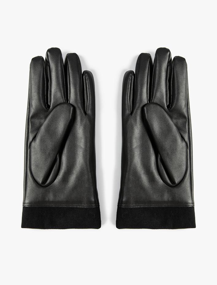 Erkek Deri Görünümlü Eldiven Çıtçıt Düğmeli